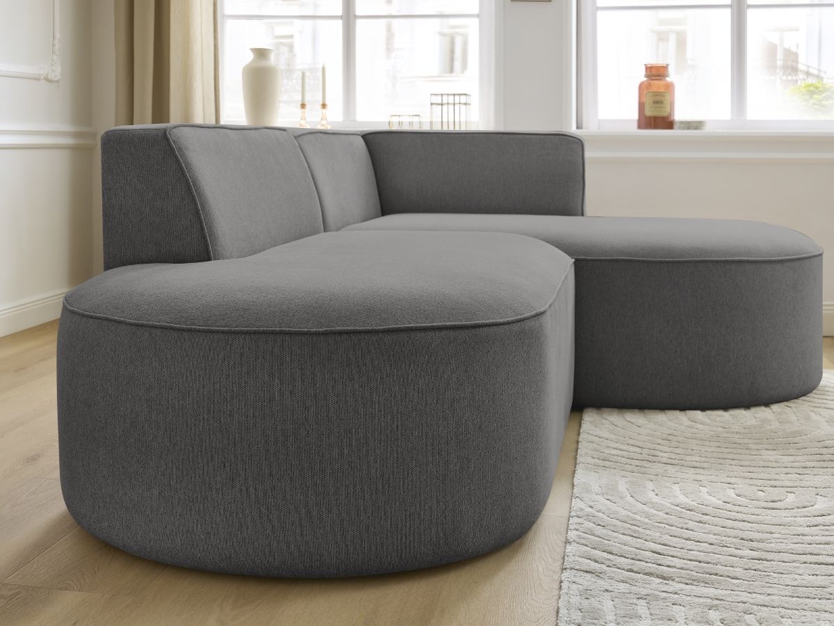 Bobochic Rousseau Ecksofa Melange-Stoff Dunkelgrau Ecke rechts