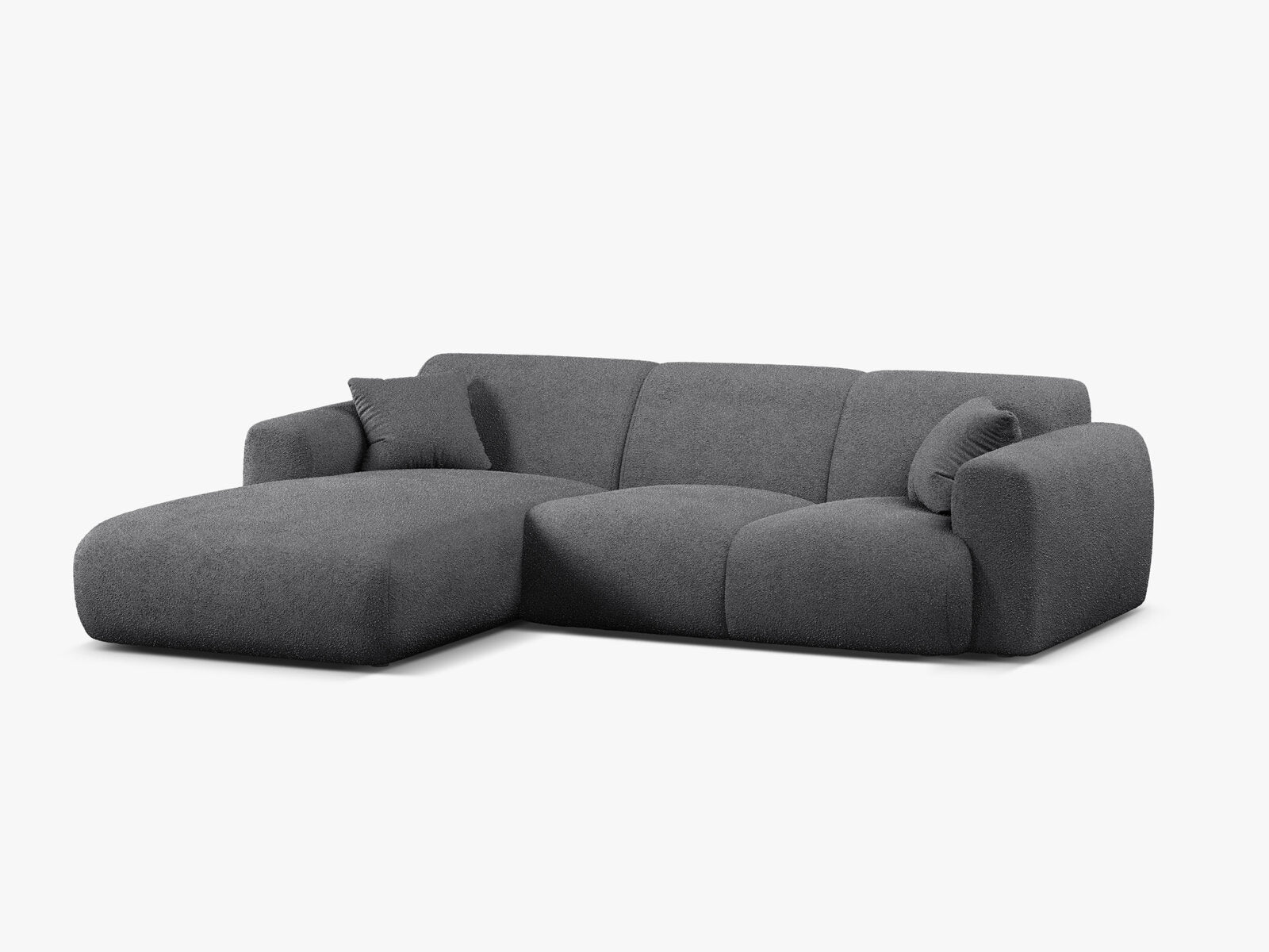 Micadoni Ecksofa Molino 4-Sitzer Links Boucle Baloo Dunkelgrau