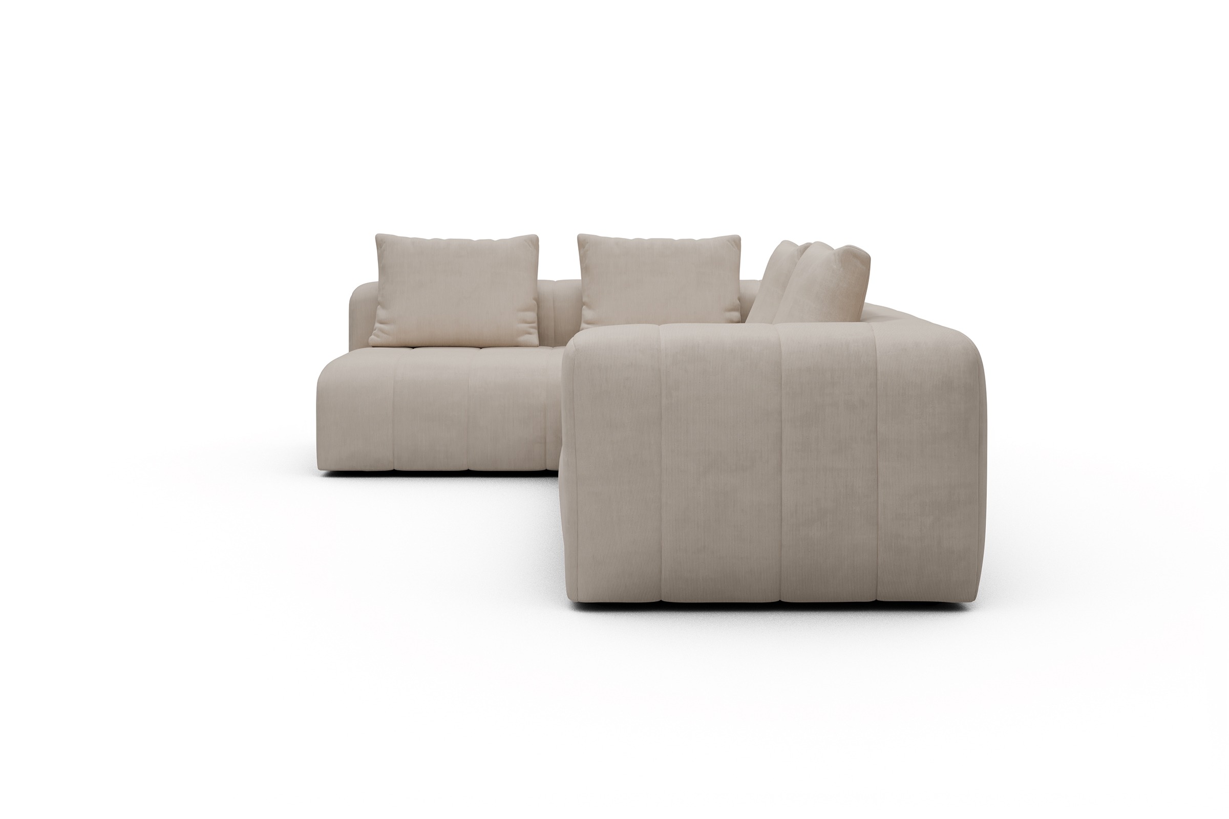 Ecksofa Hugo 2x 2,5-Sitzer Armlehne rechts Cordufine-Off-White