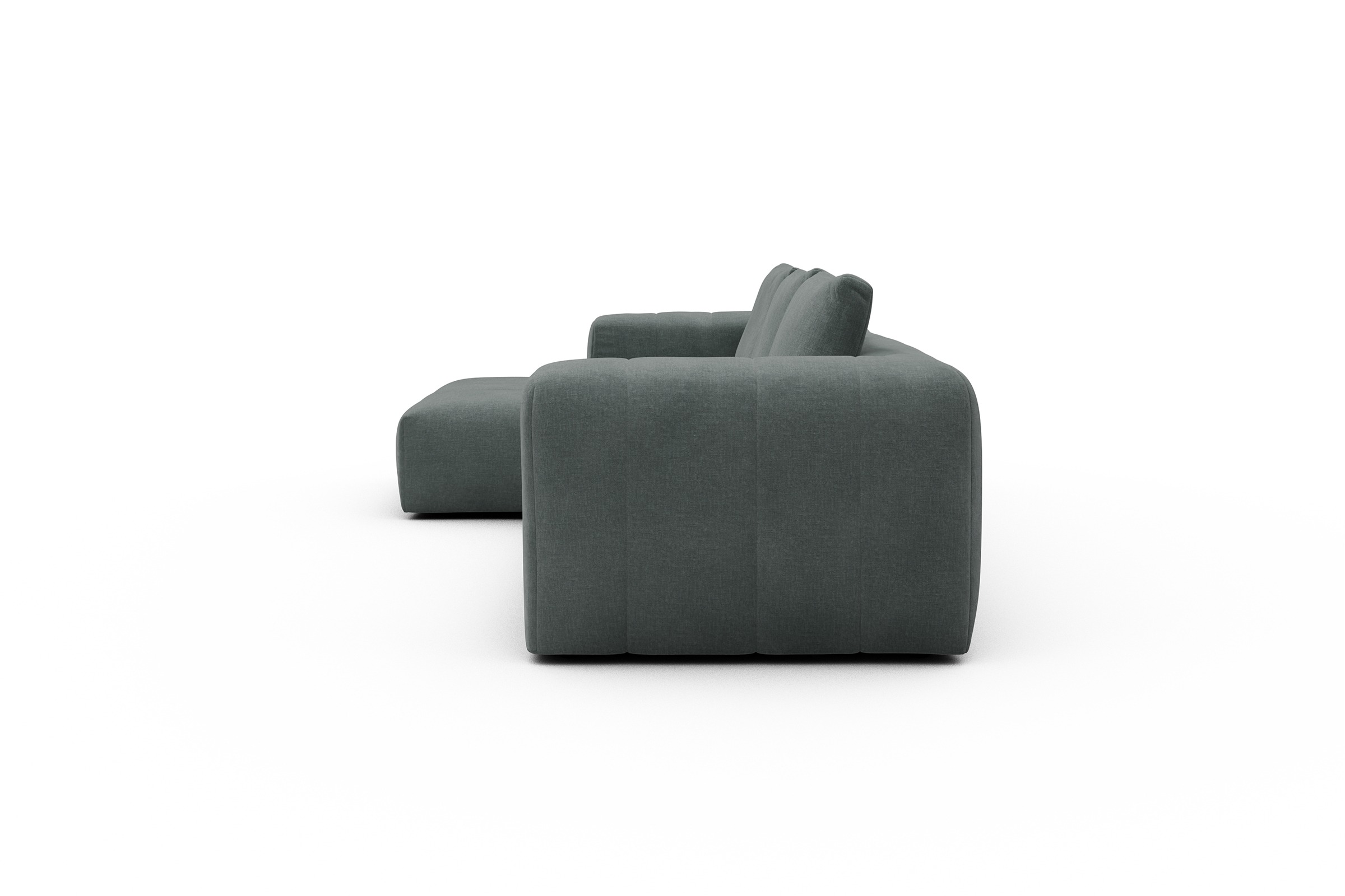 Ecksofa Hugo 2,5-Sitzer Armlehne rechts mit Chaiselongue Smooth-Silver-Grey