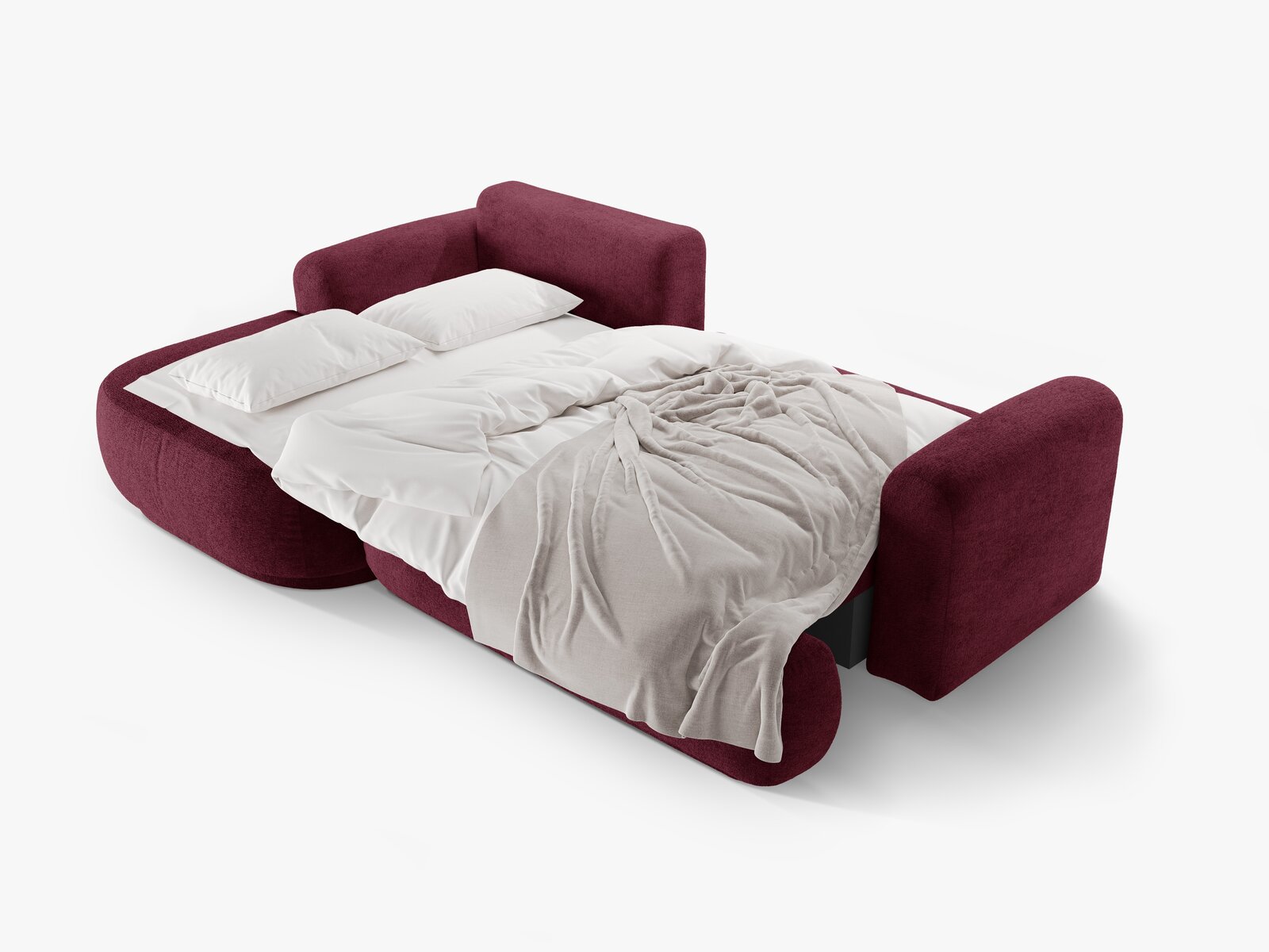 Micadoni Ella Ecksofa mit Bettfunktion und Stauraum Links Strukturierter Stoff Sorella Burgundfarben