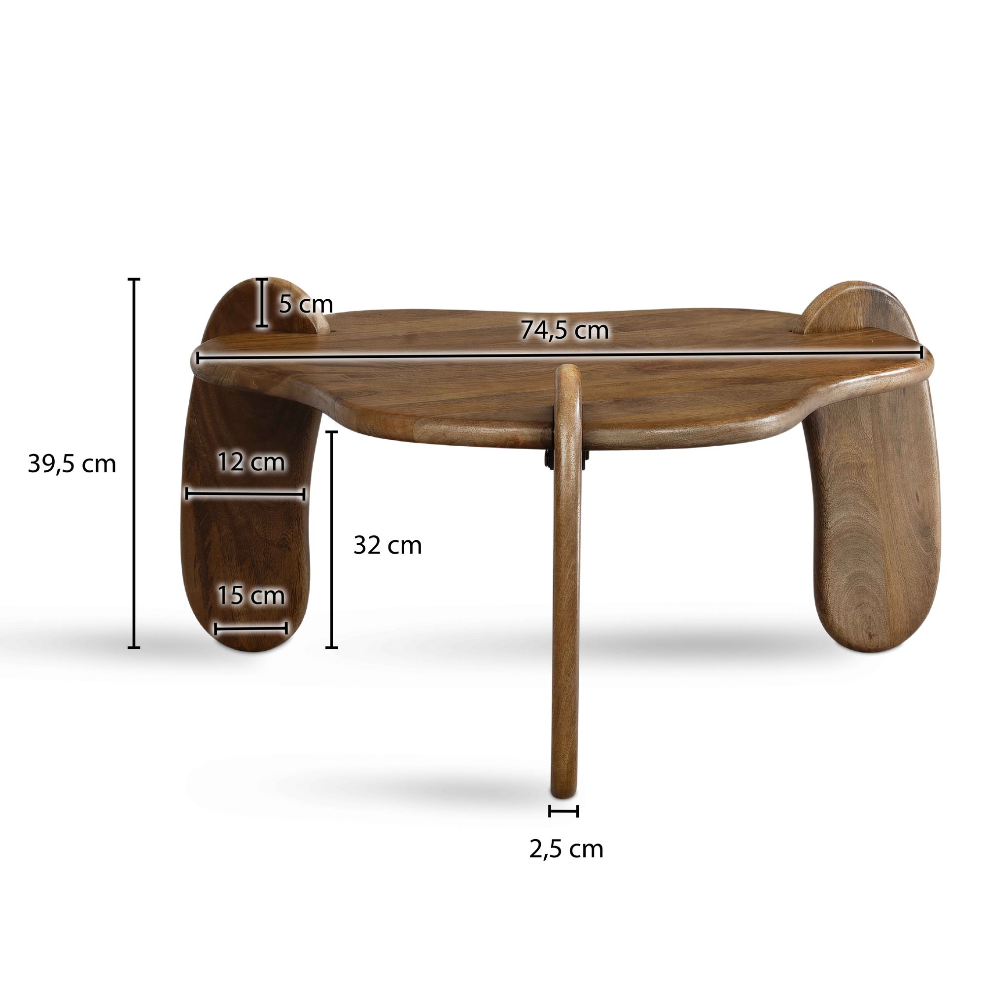 Couchtisch Hovland Mango Massivholz Braun 78 × 78 × 39,5 cm