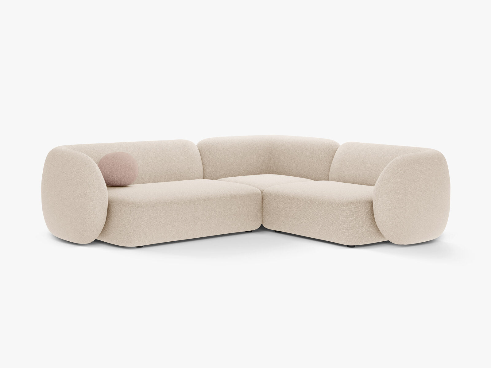 Micadoni Ecksofa Kate 4-Sitzer Rechts Strukturierter Stoff Hellbeige Melange