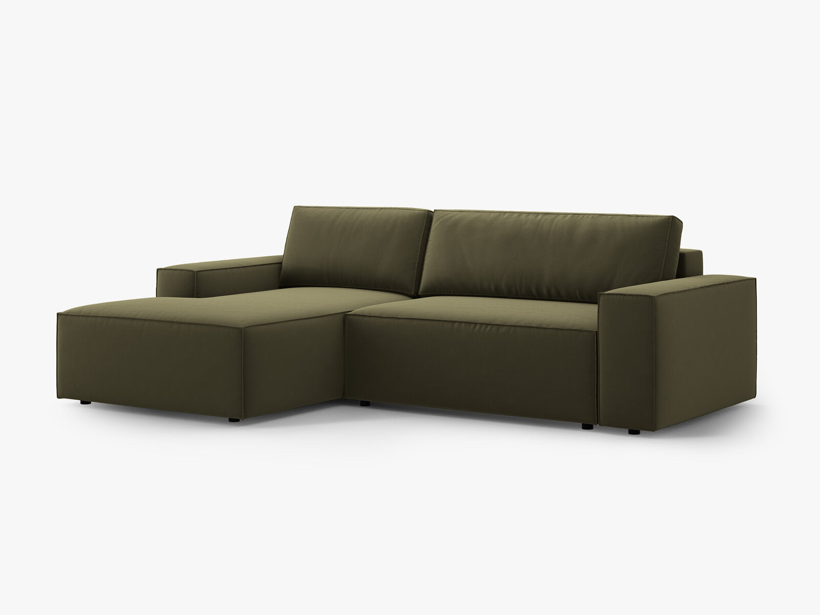 Micadoni Schlaf-Ecksofa Jodie 3-Sitzer Links Samt Grün