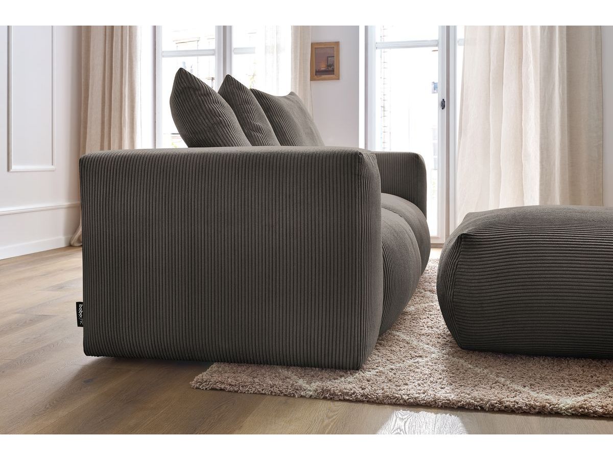 Bobochic Voltaire Sofa 4-Sitzer mit Pouf 248 × 100 cm Cordsamt Taupe