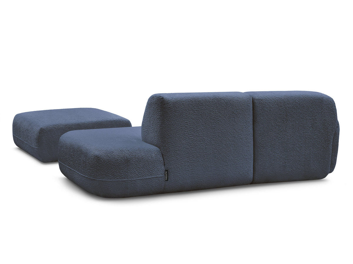 Bobochic Anda Ecksofa mit Pouf 241 × 163 cm Chenille Dunkelblau Ecke links