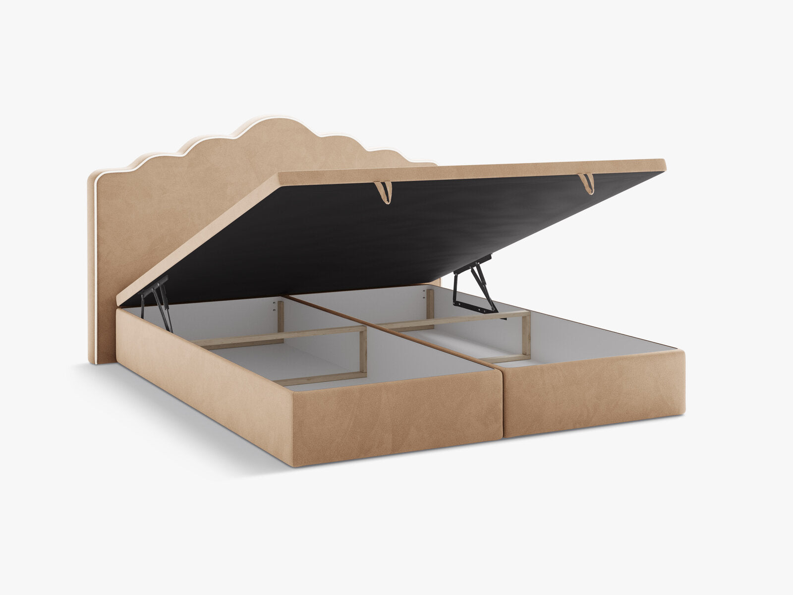 Micadoni Dream Boxspringbett mit Bettkasten und Kopfteil Samt Magic Velvet Elfenbein / Mandelbeige 160x200