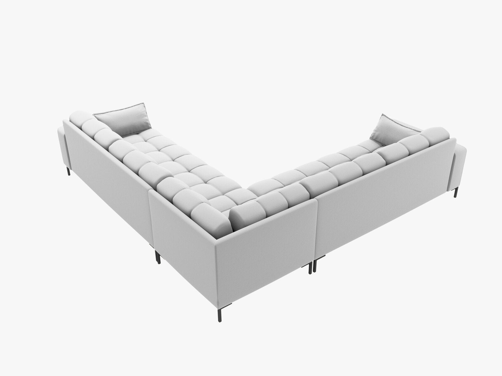 Micadoni Symmetrisches Ecksofa Mamaia 6-Sitzer Strukturierter Stoff Neve Hellgrau schwarze Beine