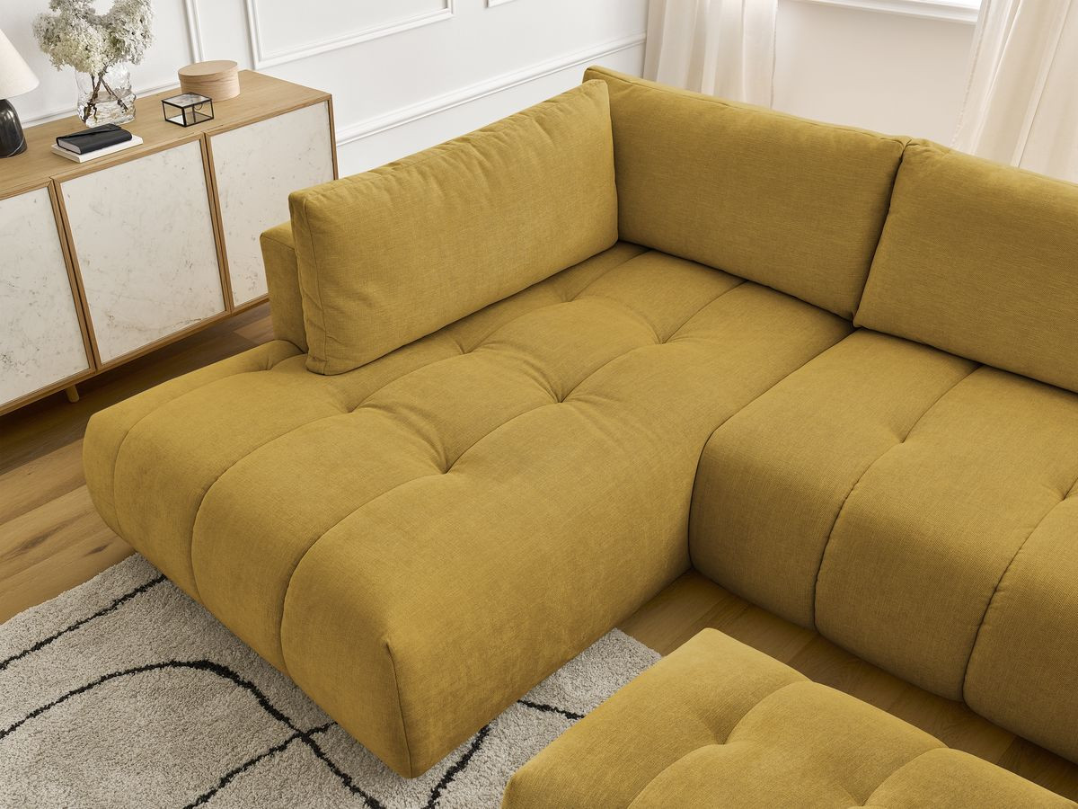 Bobochic Fuji Wohnlandschaft mit Pouf Stoff Gelb Ecke rechts