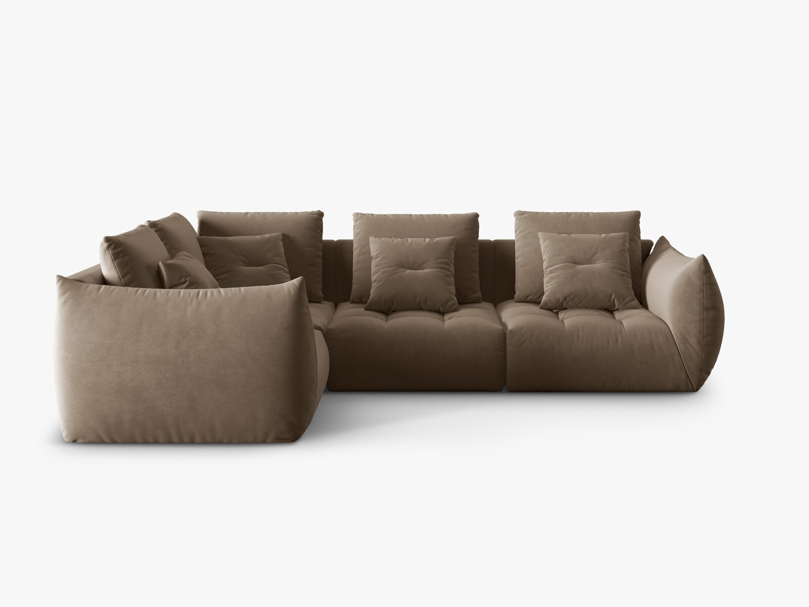 Micadoni Ecksofa Bloom 4-Sitzer Links Samt Hellbraun