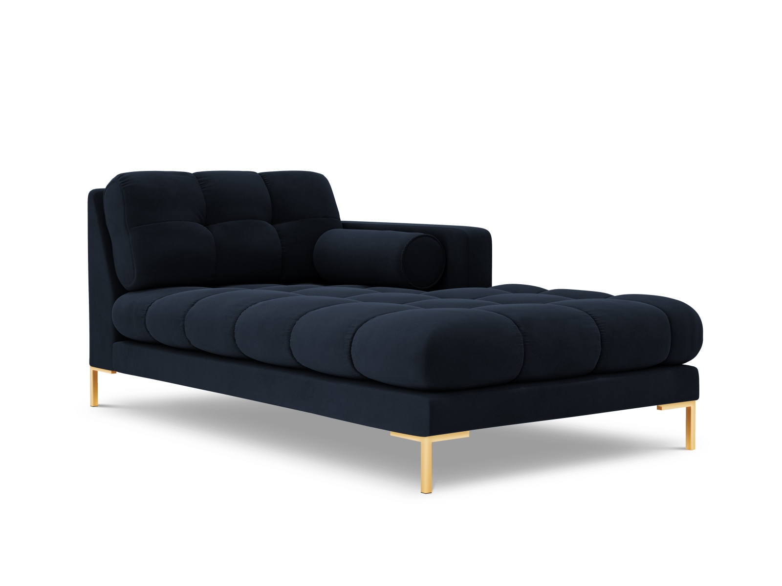 Cosmopolitan Design Chaiselongue Bali Samt Bluvel Dunkelblau Rechts Beine Gold