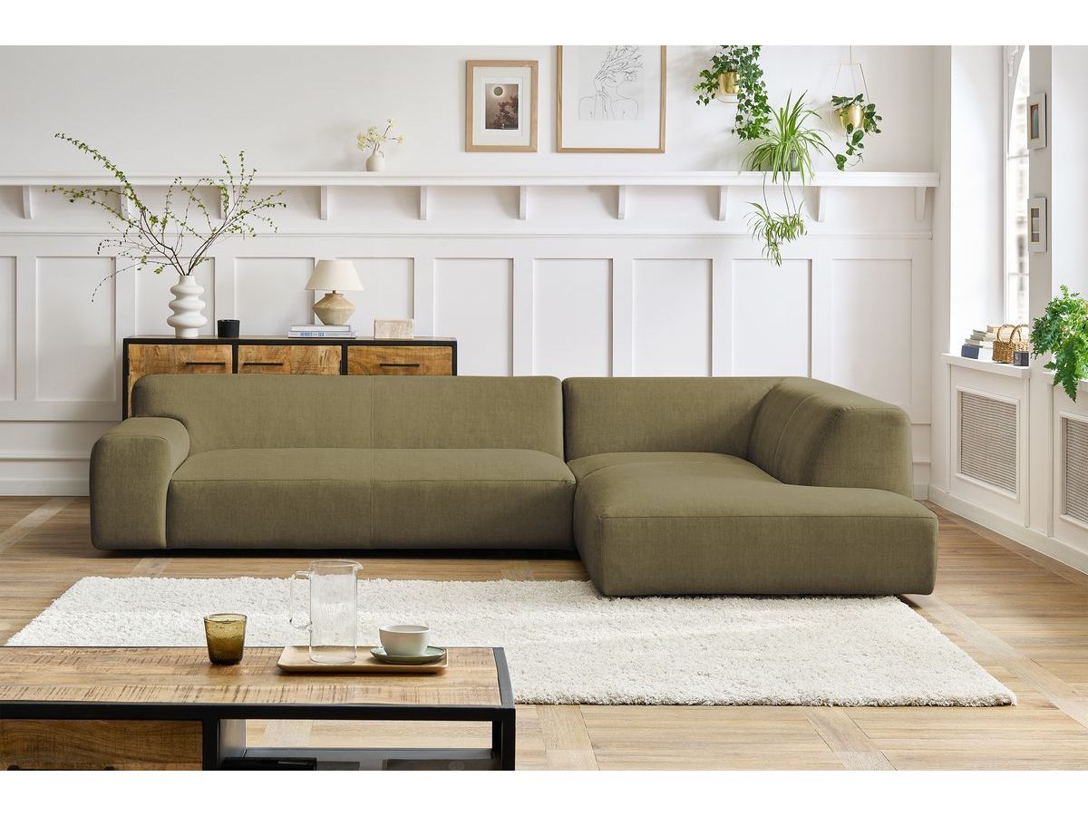 Bobochic Lavena Ecksofa 312 × 220 cm Samt Grün Ecke rechts
