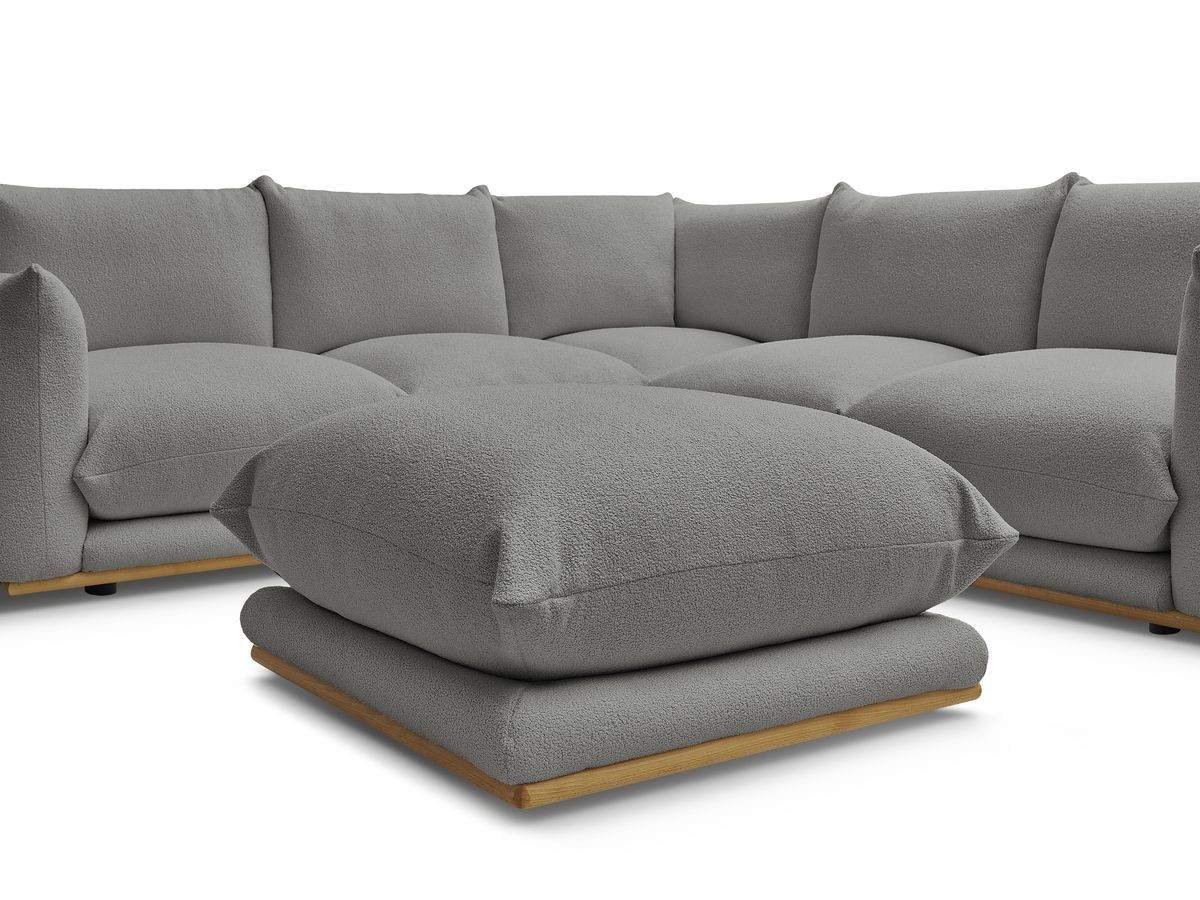 Bobochic Ernest Ecksofa mit Pouf Bouclé-Stoff Dunkelgrau