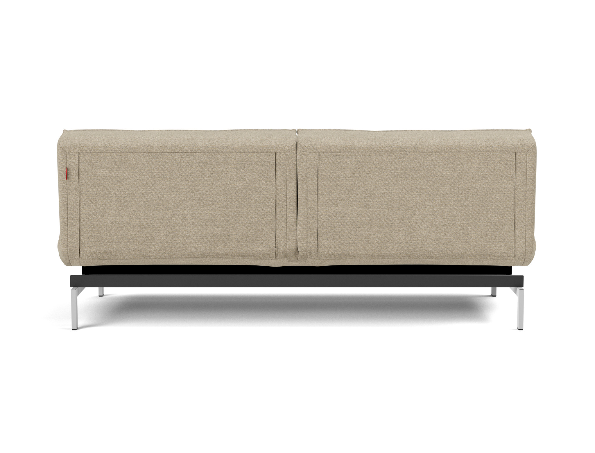 Schlafsofa Splitback Strukturierter Stoff Taura 356-Sand Beine Chrom