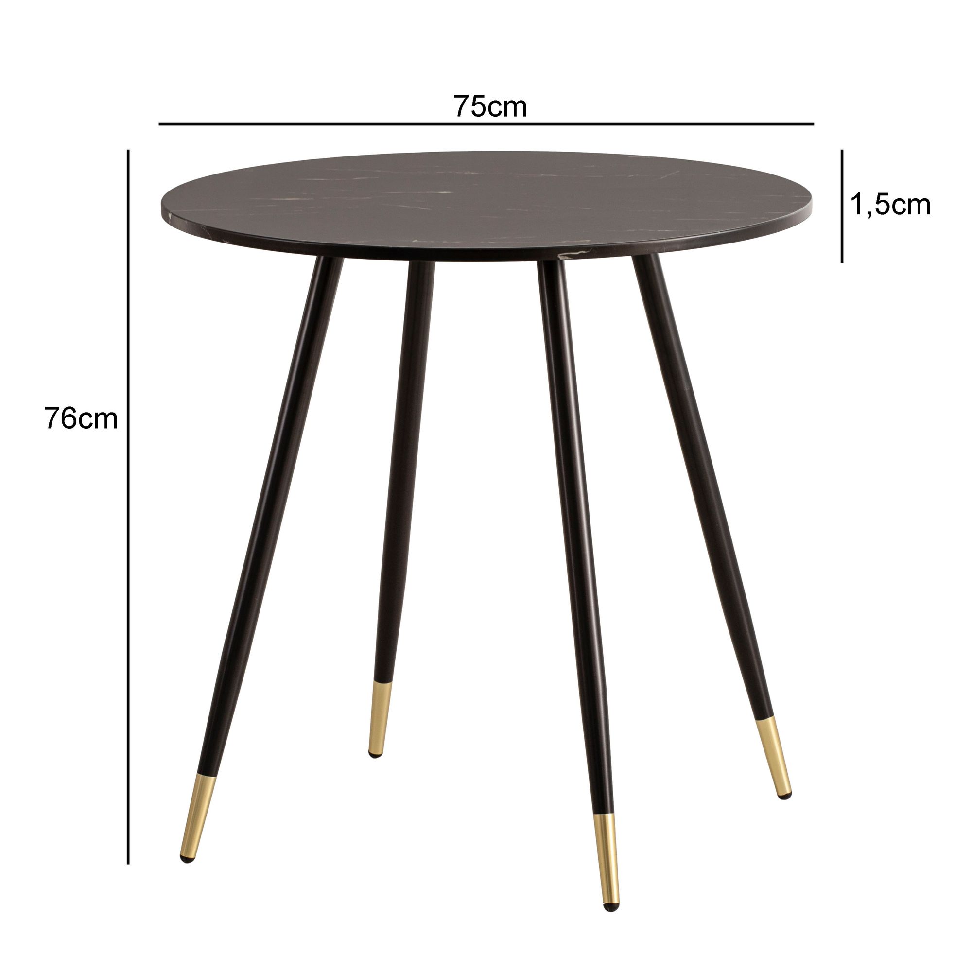 Esstisch Eikesdal Marmoroptik Schwarz Ø 75 cm