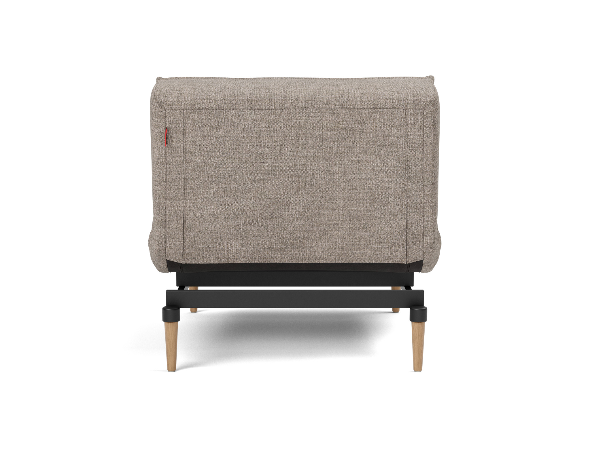 Sessel Splitback Chenille Yuveno 472-Warm-Grey Beine Styletto Eiche hell