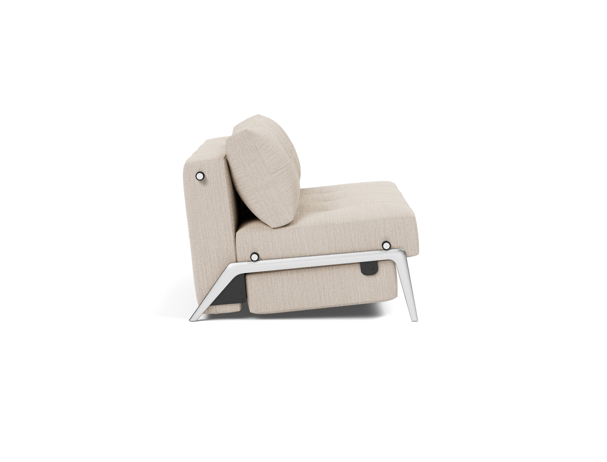 Schlafsofa Cubed 140 Webstoff Blida 612-Sand-Grey Beine Aluminium