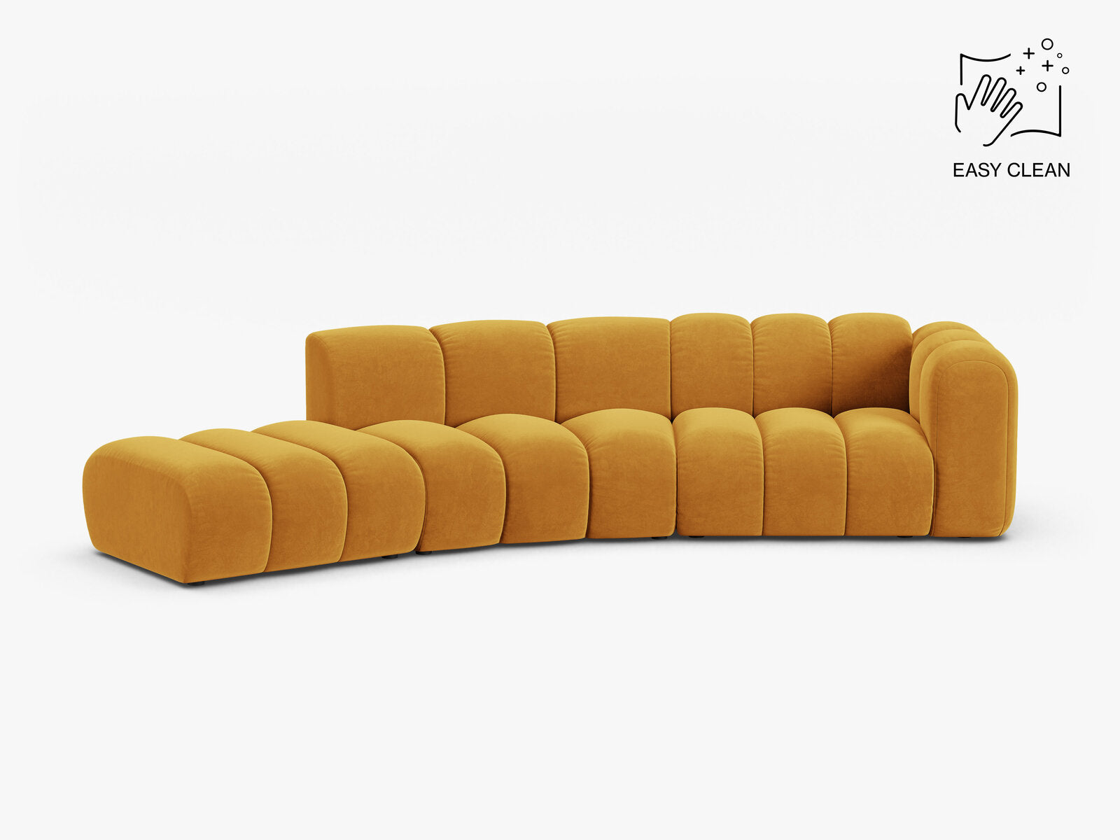 Micadoni Modulares Sofa Lupine 5-Sitzer Samt Venus Gelb Links