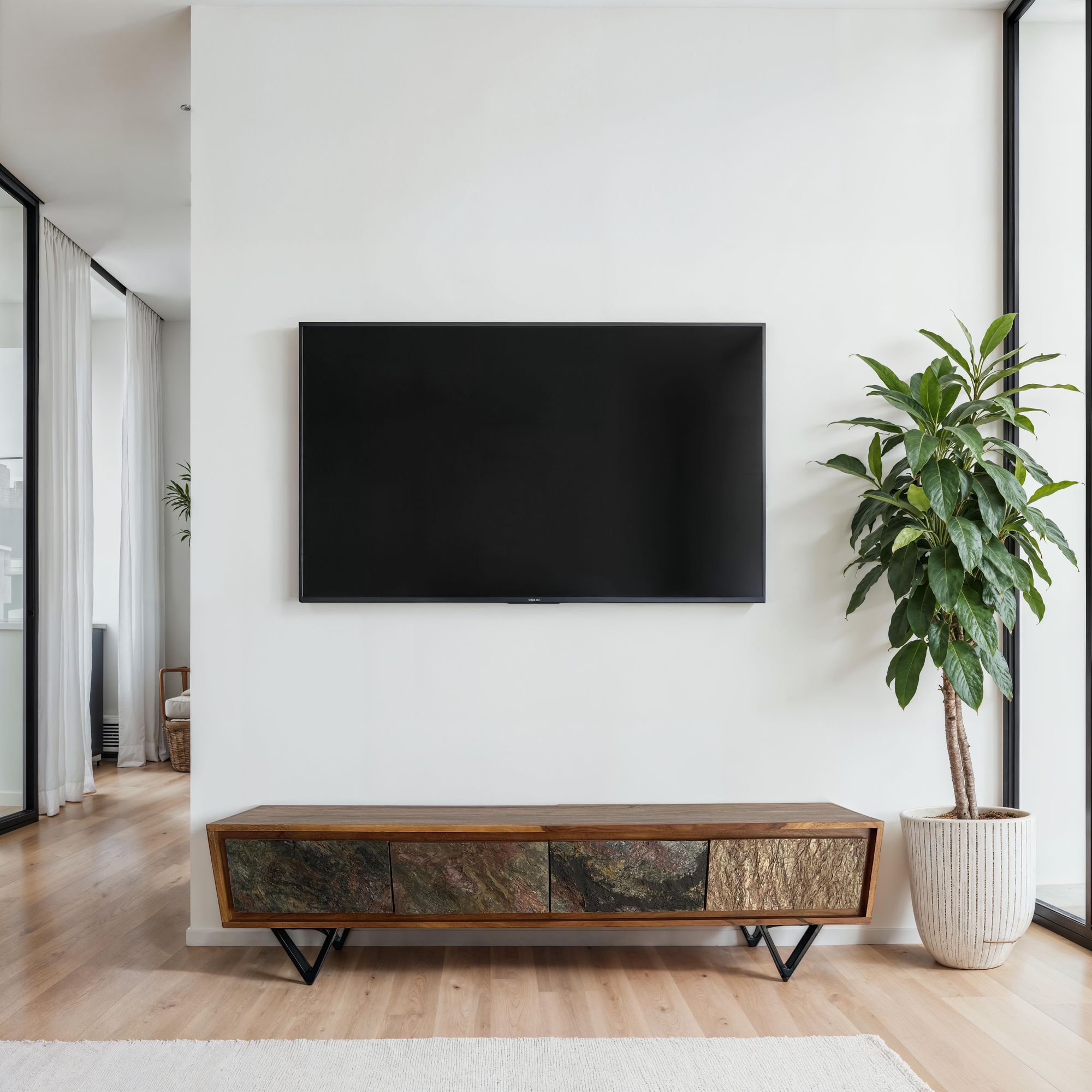 Lowboard Halsnoy Sheesham Massivholz Braun 160 × 35 × 40 cm