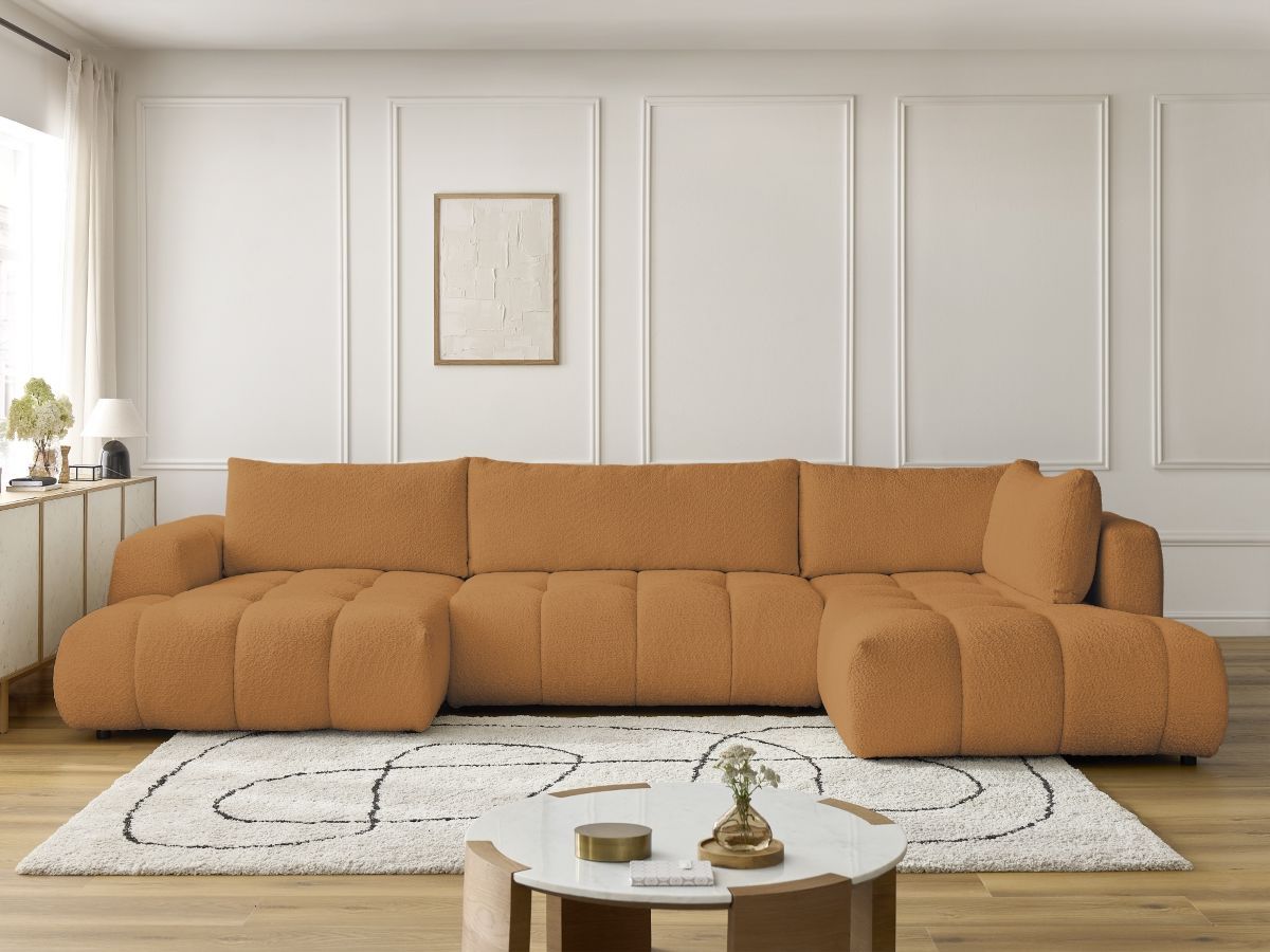 Bobochic Fuji Wohnlandschaft Bouclé-Stoff Gelb Ecke links