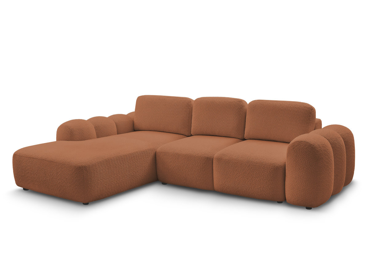 Bobochic Montaigne Ecksofa mit Schlaffunktion und Bettkasten 288 × 196 cm Bouclé-Stoff Orange Ecke links
