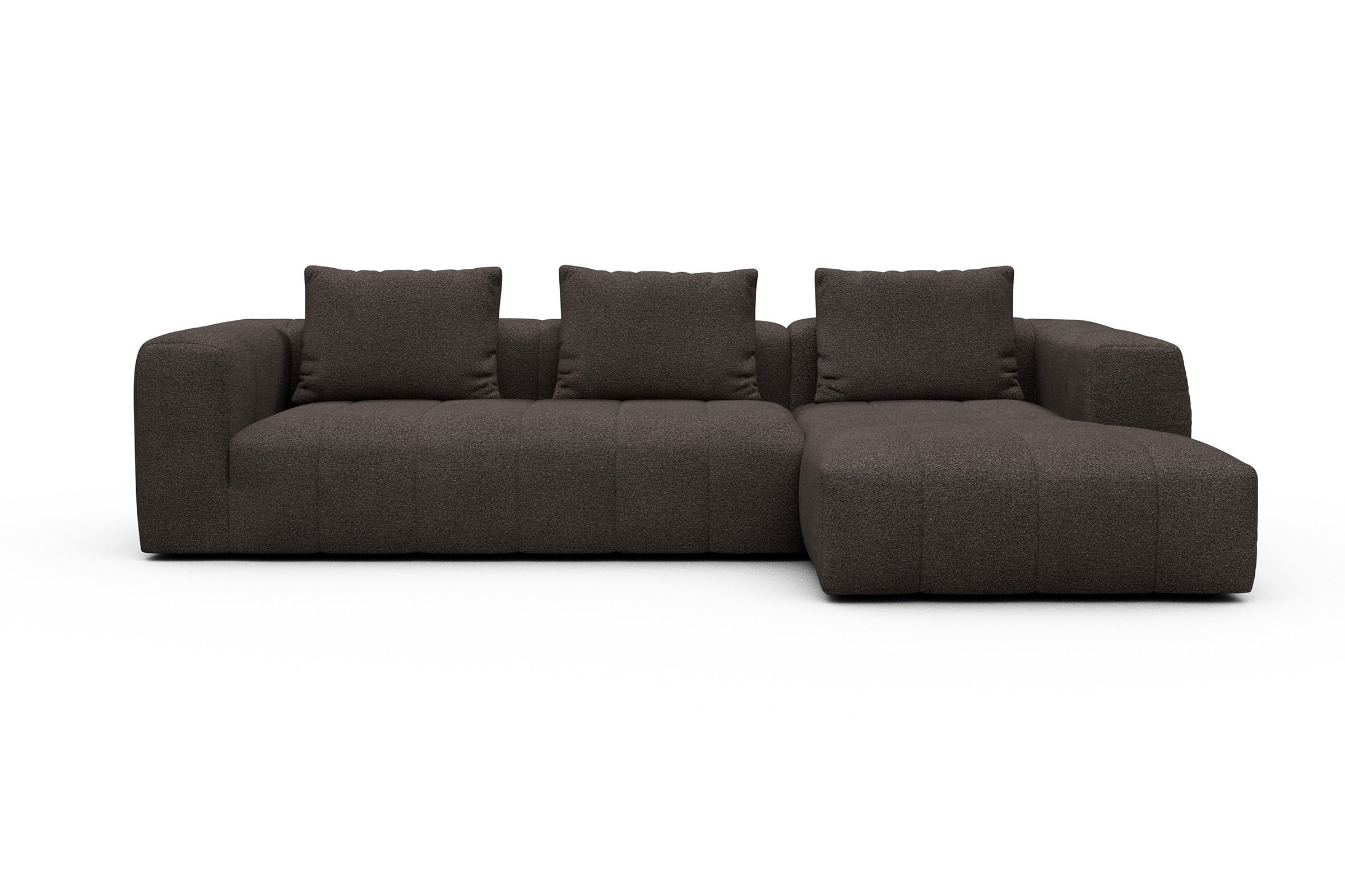 Ecksofa Hugo 2,5-Sitzer Armlehne links mit Chaiselongue Boucle-Taupe
