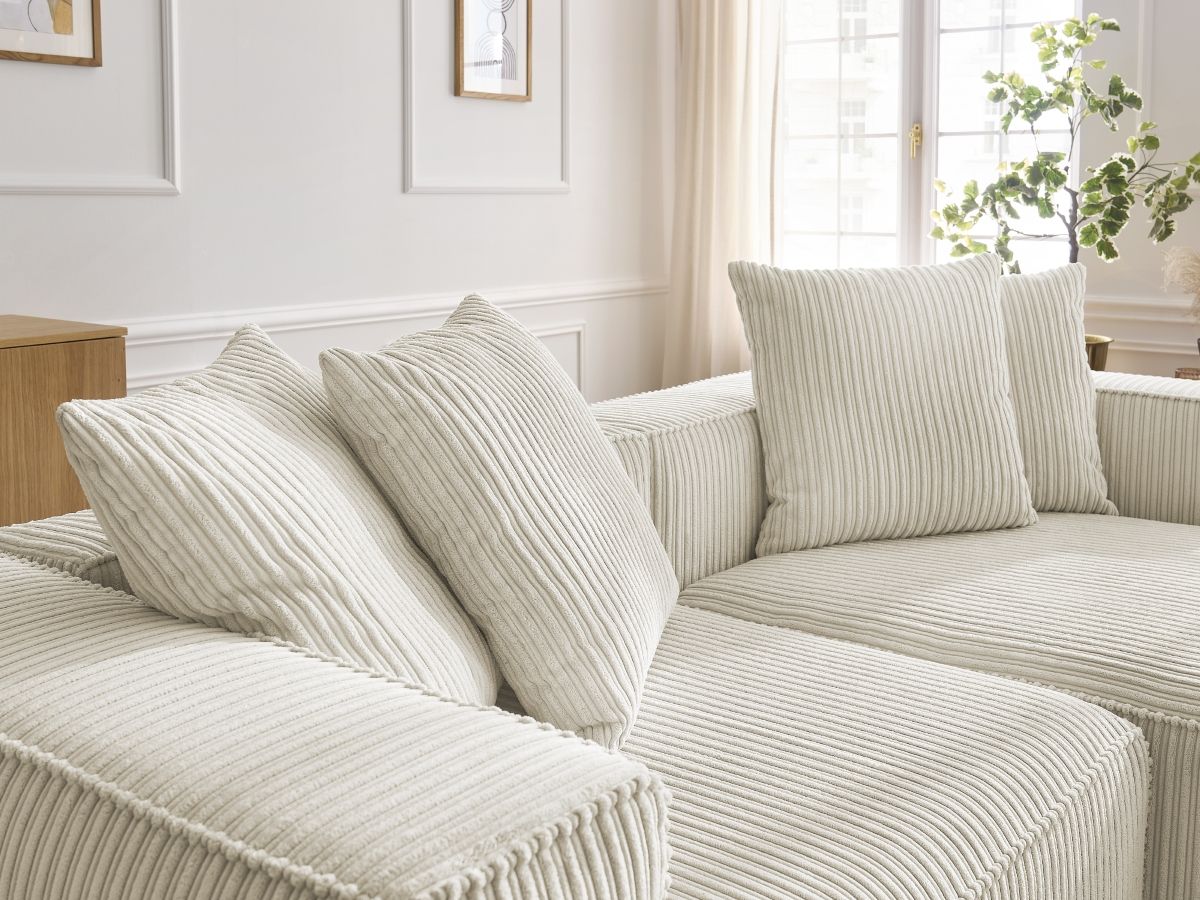 Bobochic Nina Ecksofa Cordsamt Beige Ecke rechts