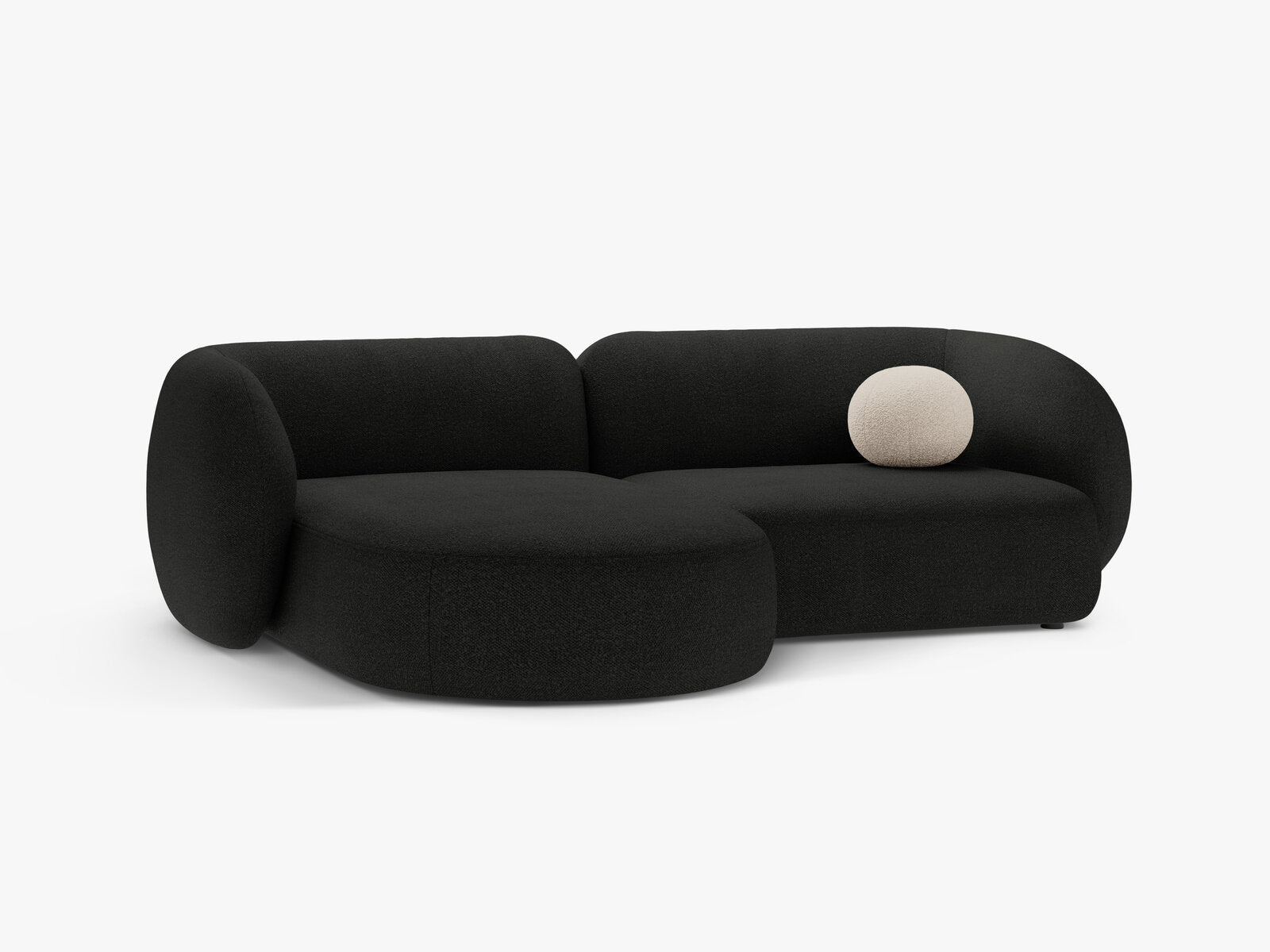 Micadoni Ecksofa Kate 2-Sitzer Links Boucle Schwarz