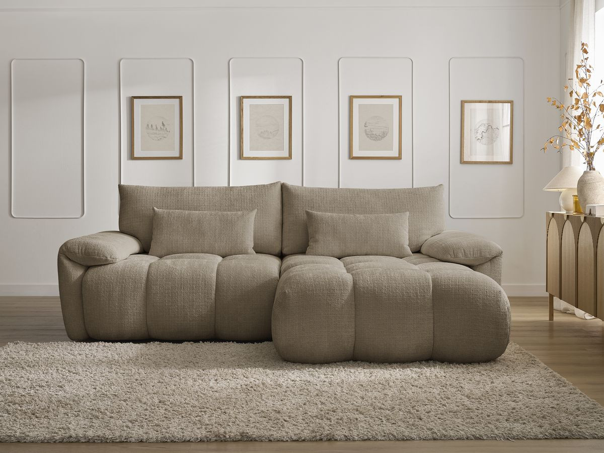 Bobochic Ivane Ecksofa Strukturstoff Taupe Ecke rechts