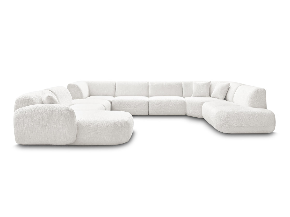 Bobochic Anda Wohnlandschaft mit Pouf 396 × 357 cm Chenille Weiß Ecke links
