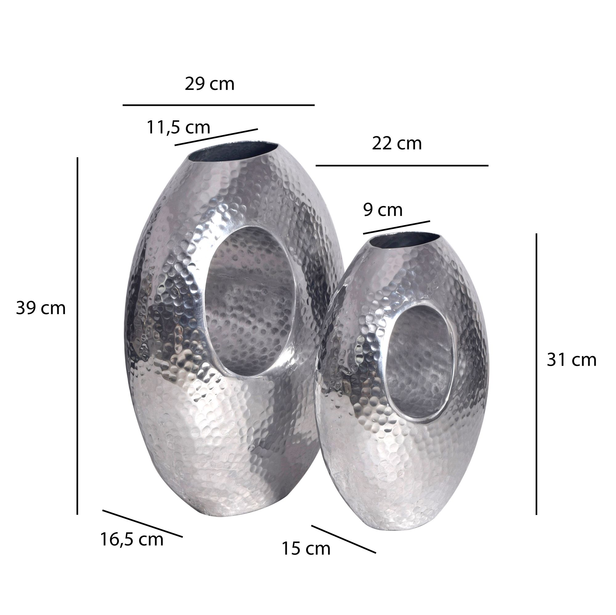 Tischvase Vikeland Aluminium Silber 29 × 17 × 39 cm