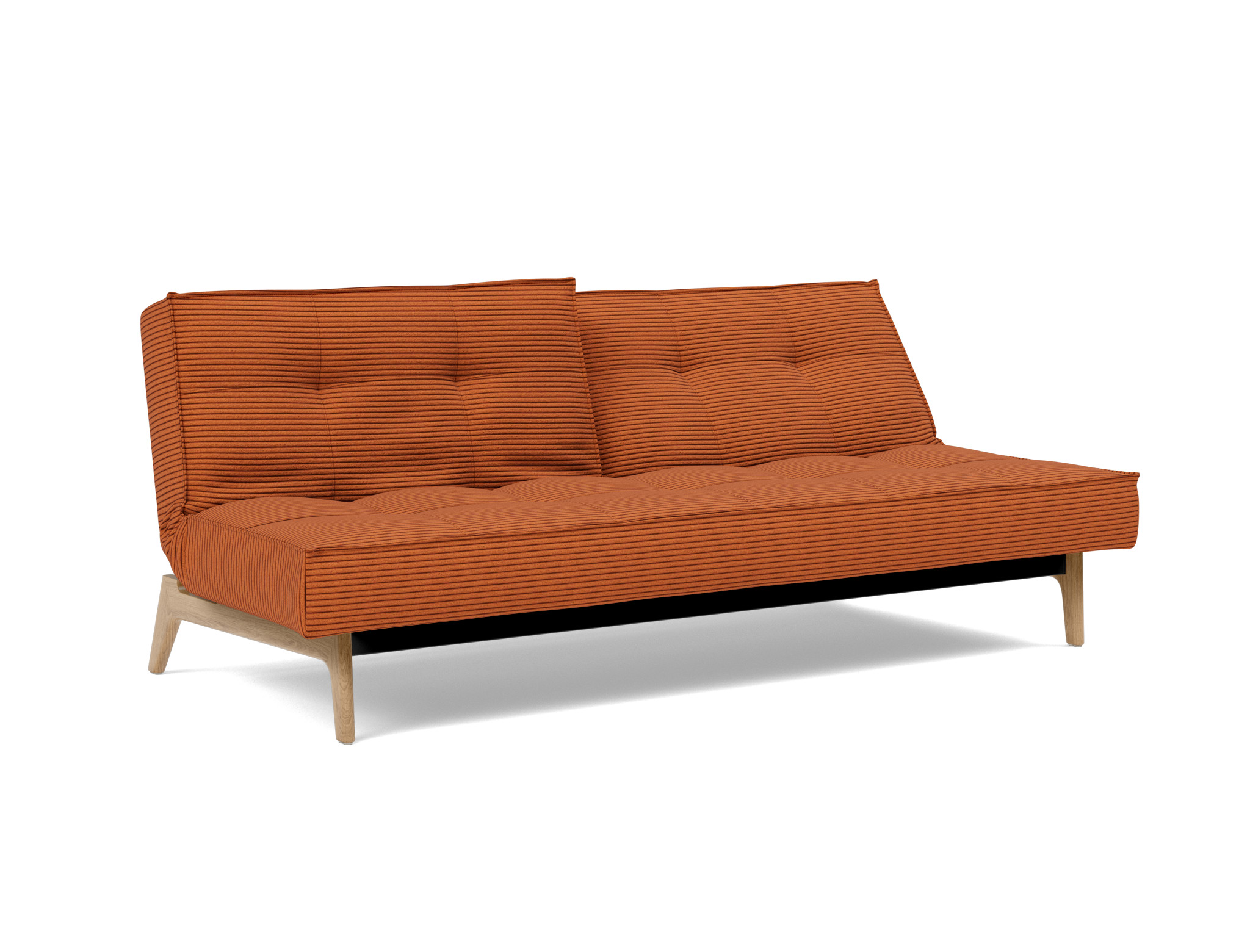 Schlafsofa Splitback Kord Corduroy 595-Burnt-Orange Beine Eiche