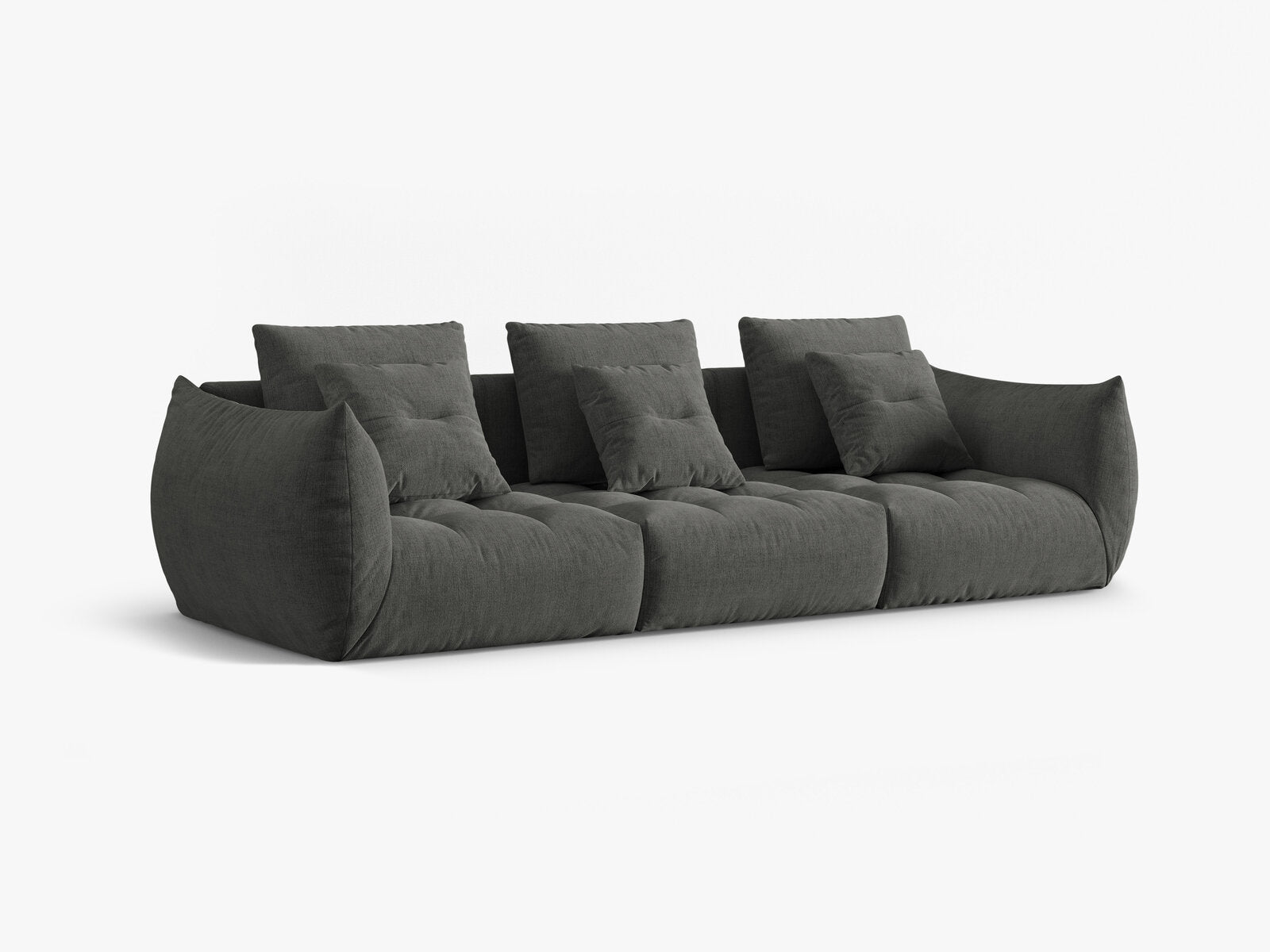 Micadoni Sofa Bloom 4-Sitzer Strukturierter Stoff Wind Dunkelgrau