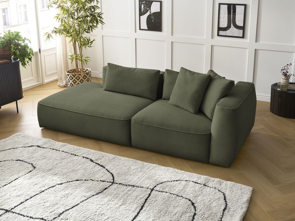 Bobochic Leopold Sofa 3-Sitzer Cordsamt Hellgrün Armlehne rechts