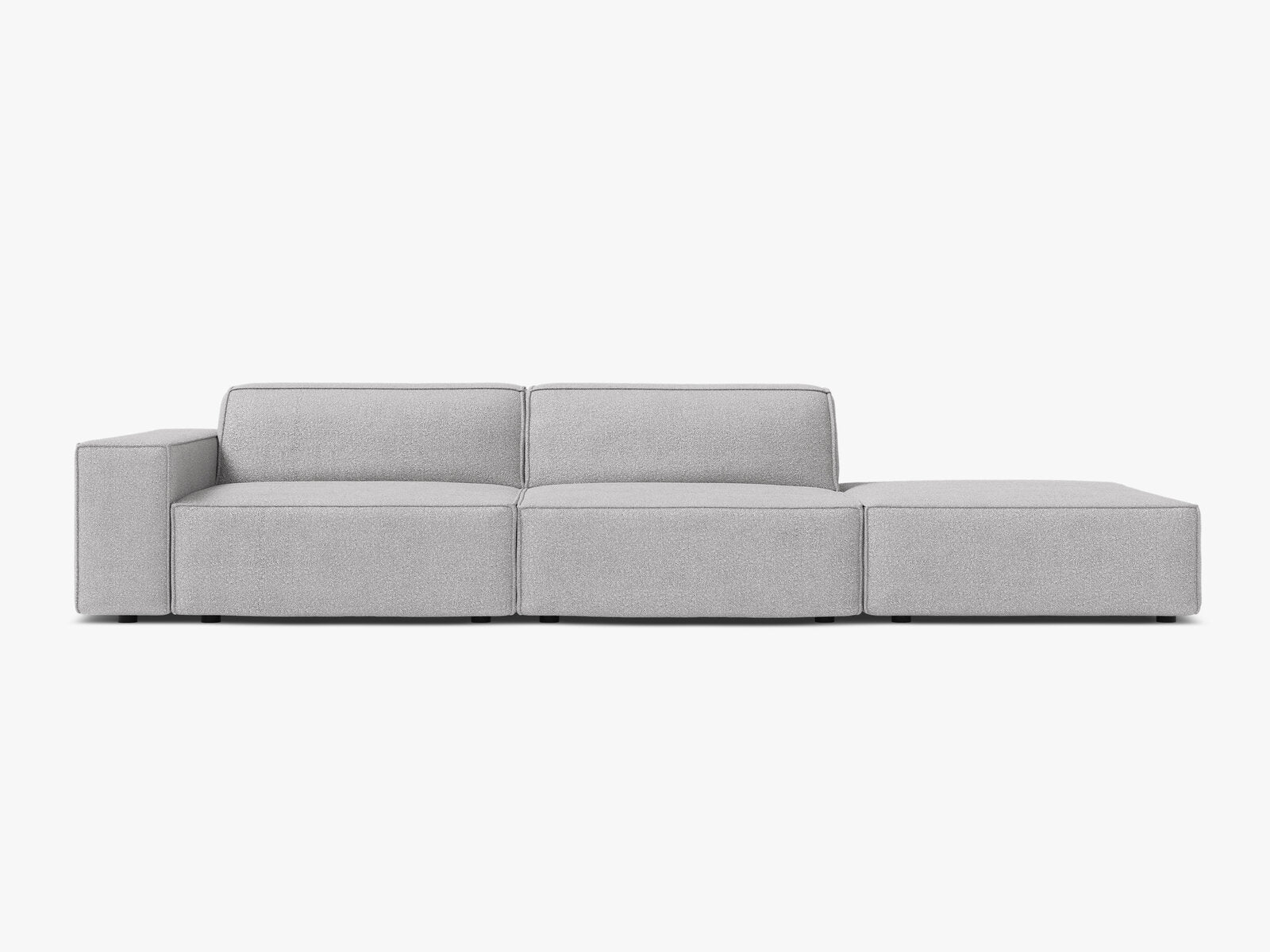 Micadoni Sofa Jodie 3-Sitzer Rechts Boucle Baloo Hellgrau