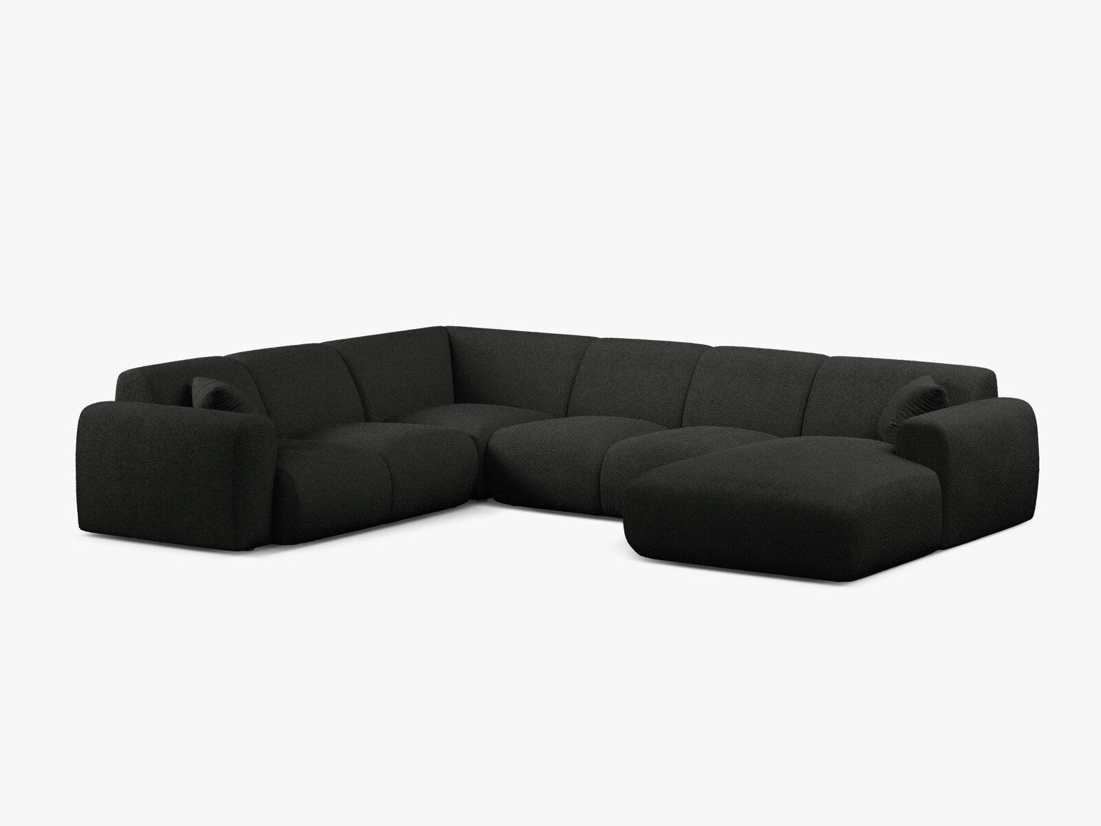 Micadoni Molino Panoramasofa 6-Sitzer Links Boucle Baloo Schwarz