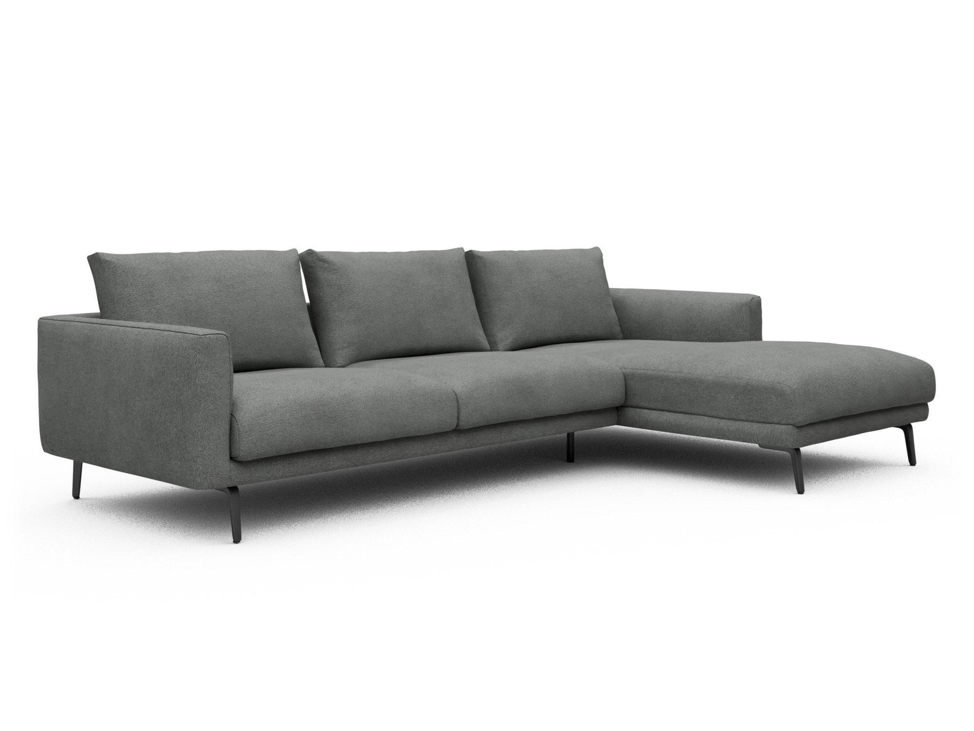 Skandi Home Ecksofa Karl Chaiselongue rechts mit 2,5-Sitzer Boucle-Ash-Grey moebelfaktor