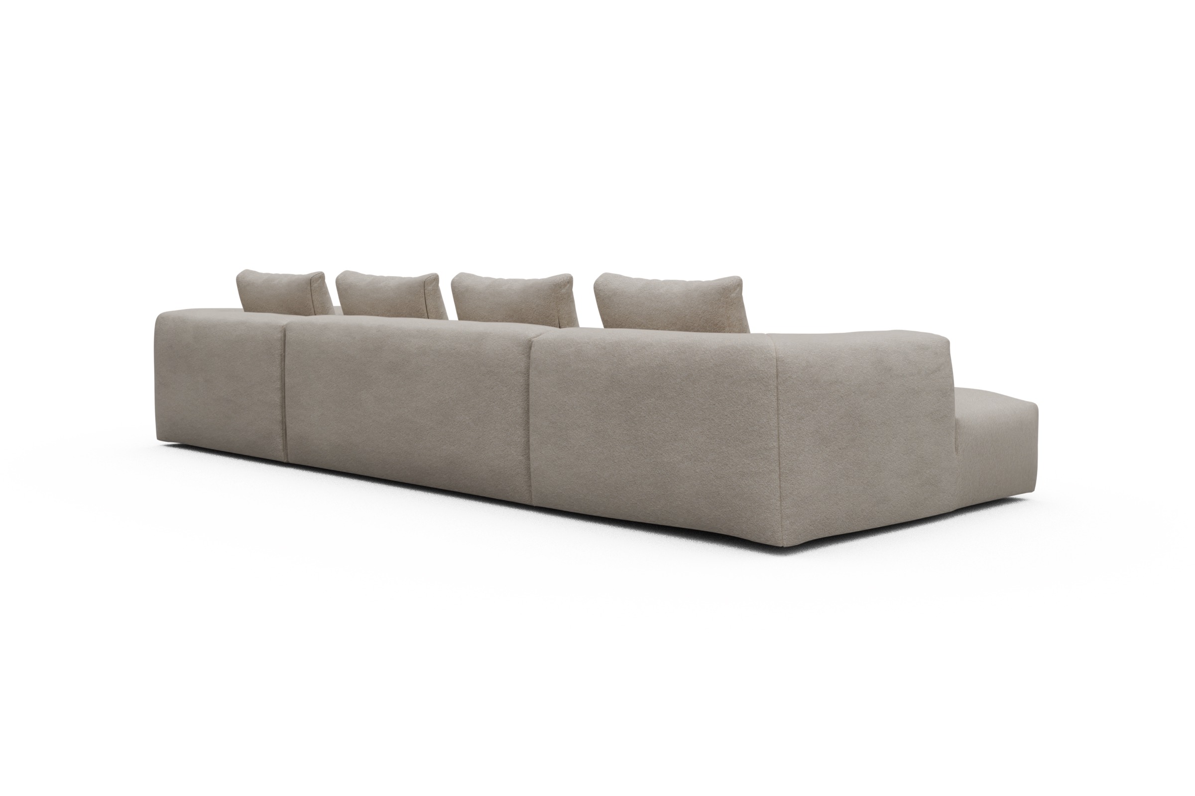 Wohnlandschaft Fred Relax-Ecke rechts mit 2-Sitzer und Chaiselongue links Aivi-Lace-Beige