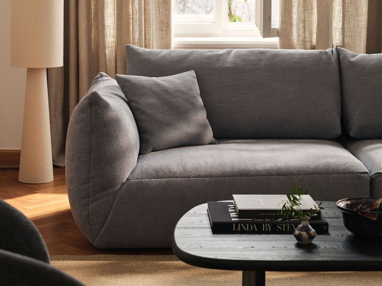 Micadoni Sofa Chris 3-Sitzer Samt Ecru