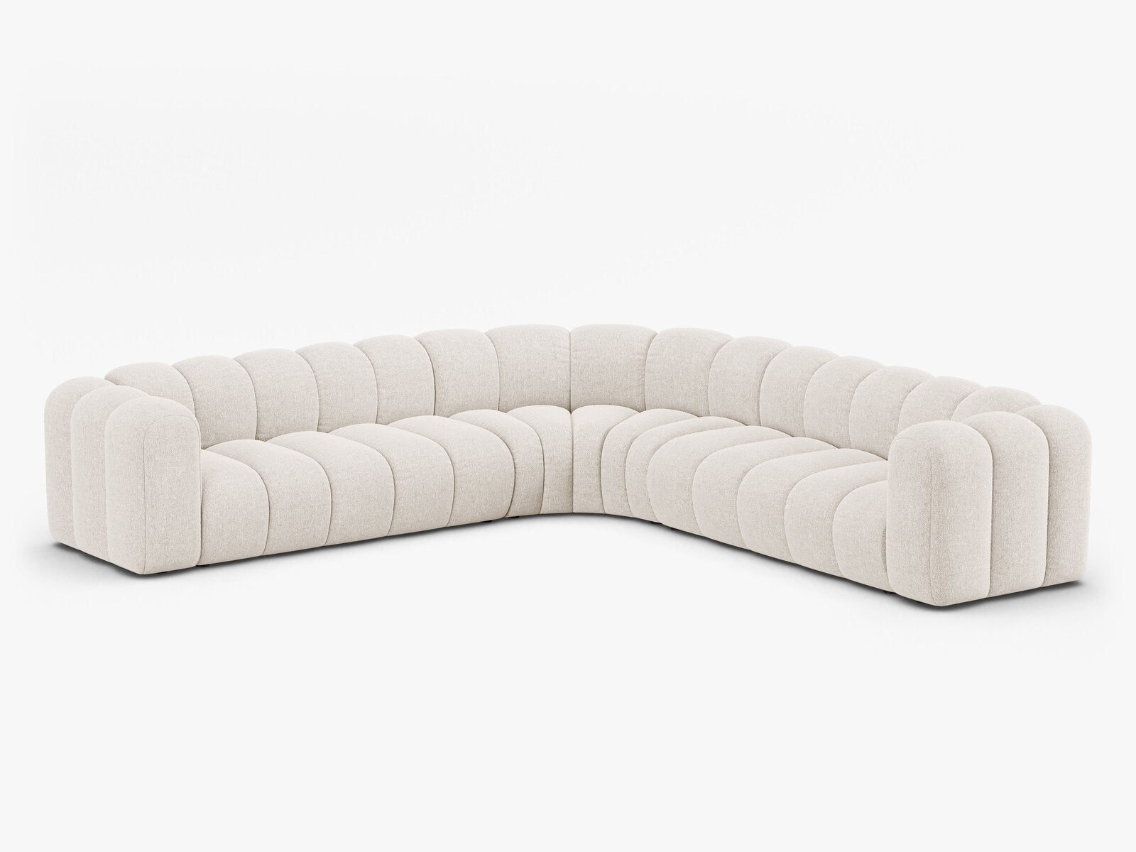 Micadoni symmetrisches Ecksofa Lupine 5-Sitzer  Chenille Eden Helles Beige