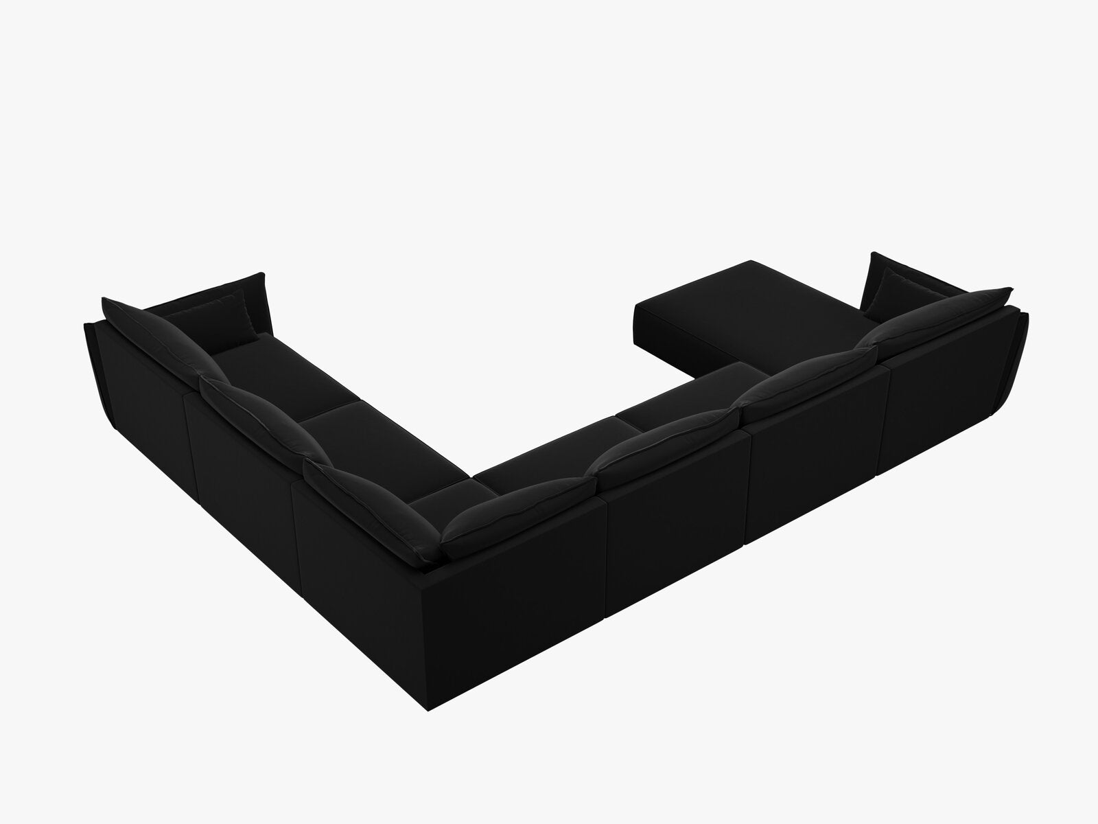 Micadoni Panorama-Ecksofa Kaelle 8-Sitzer Rechts Samt Bluvel Schwarz