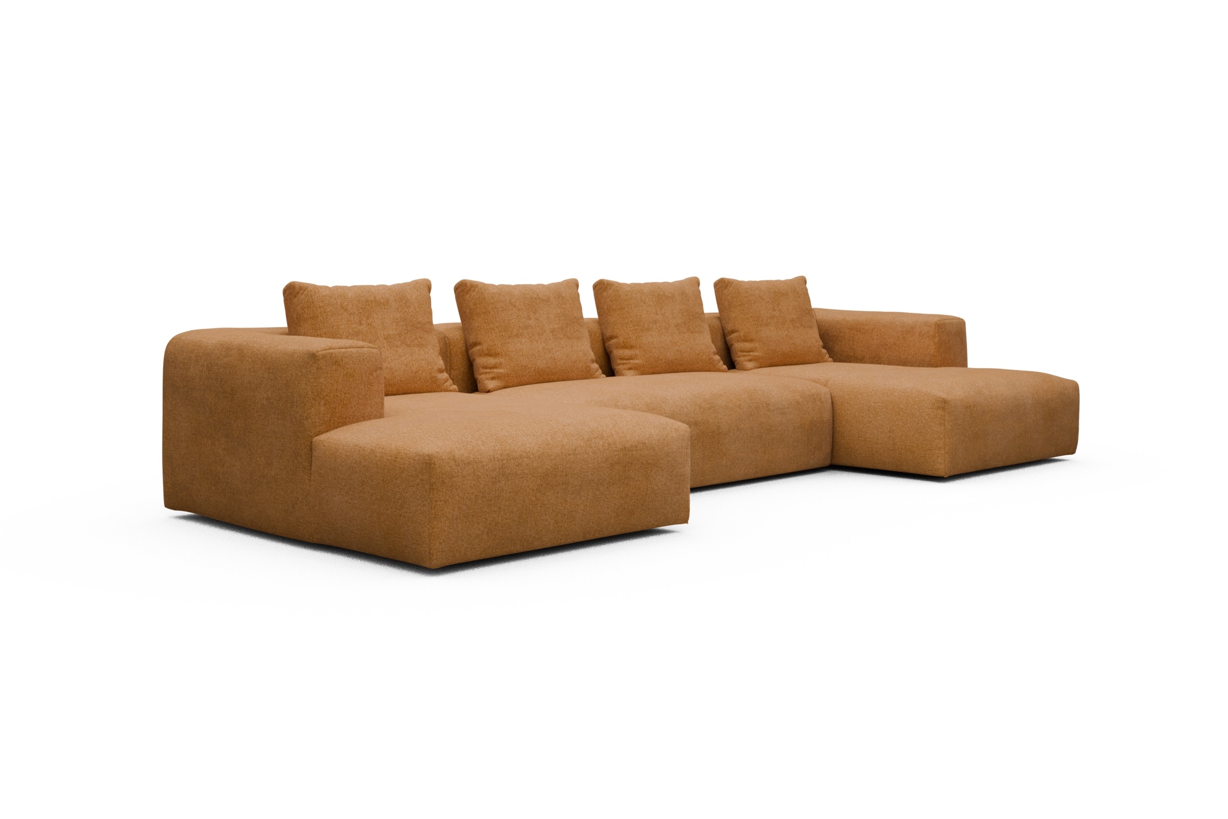 Wohnlandschaft Fred mit 2-Sitzer und Chaiselongue beidseitig Casone-Warm-Yellow