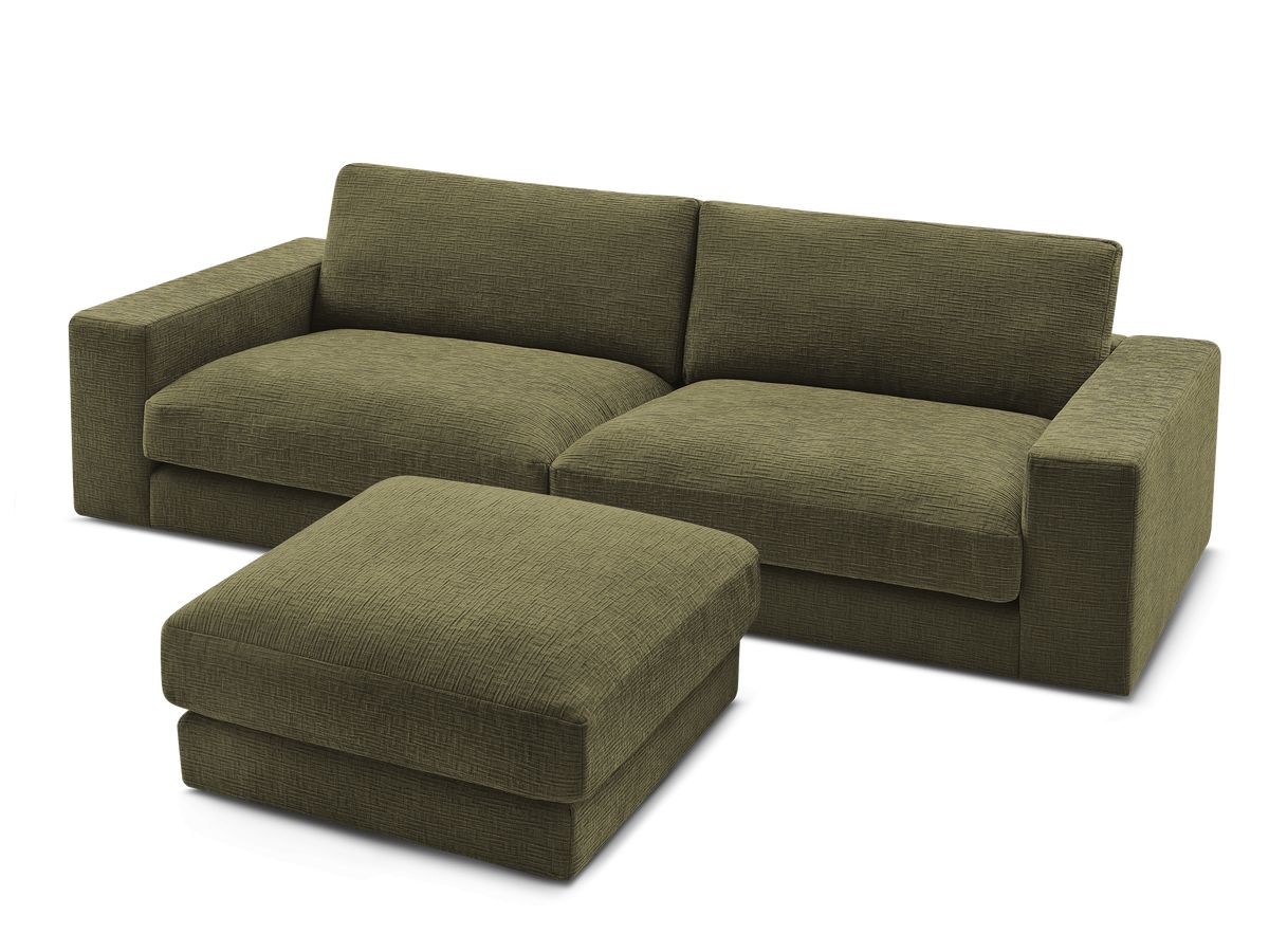 Bobochic Leonard Sofa 4-Sitzer mit Pouf 274 × 109 cm Strukturstoff Grün