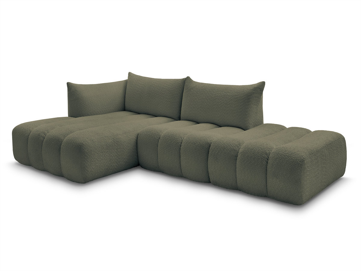 Bobochic Azra Ecksofa 319 × 178 cm Bouclé-Stoff Grün Ecke links