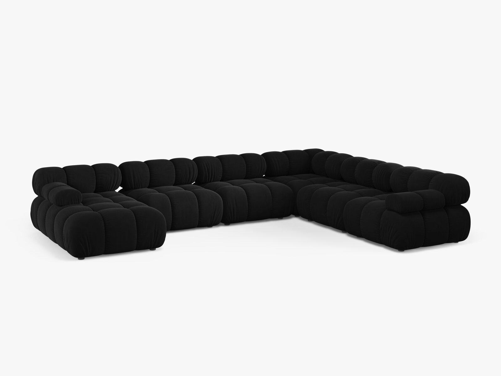 Micadoni Modulares Panorama Ecksofa Bellis 8-Sitzer Rechts Samt Bluvel Schwarz