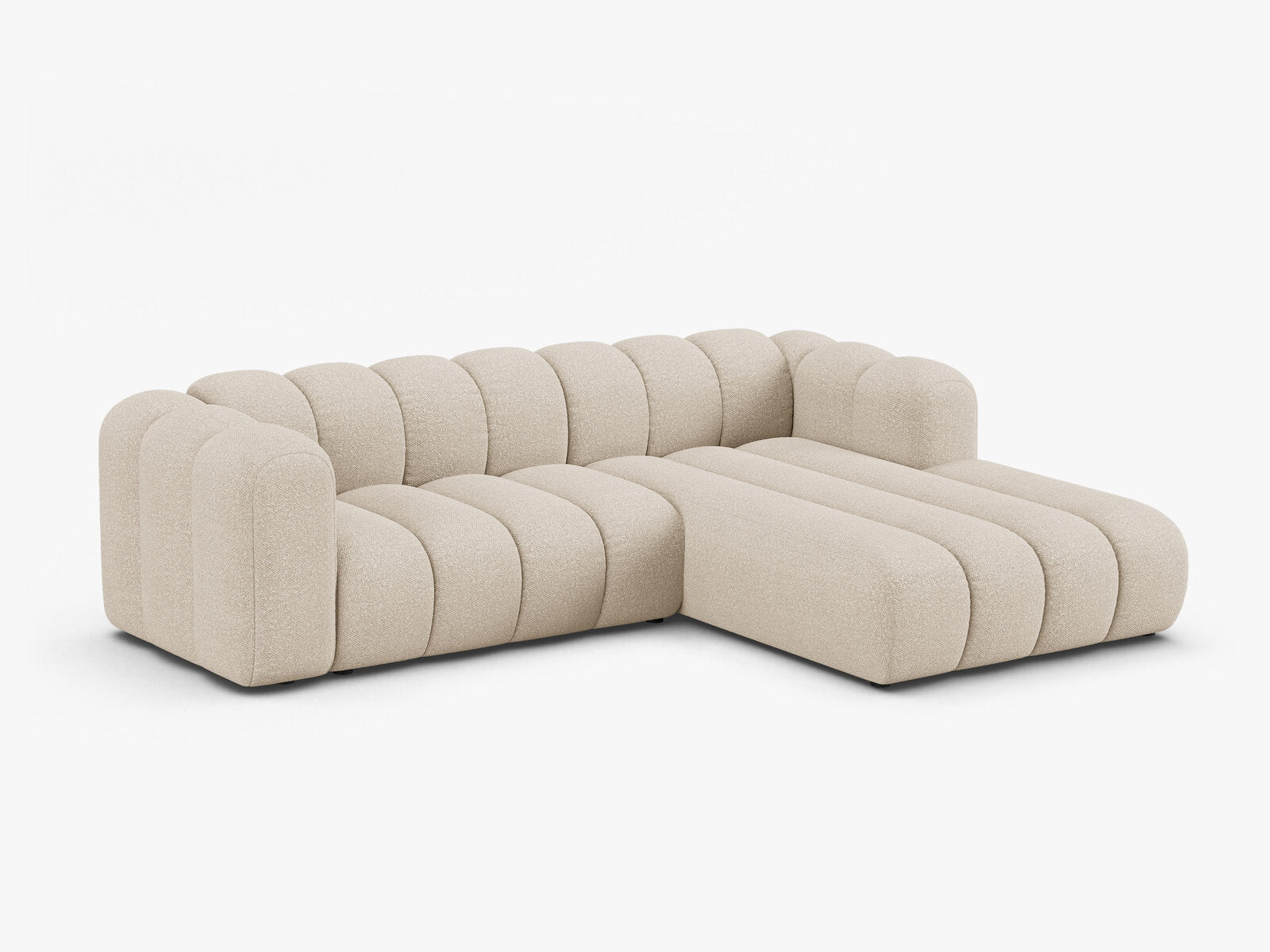 Micadoni Modulares Ecksofa Lupine 4-Sitzer mittelgroß Rechts Boucle Baloo Beige