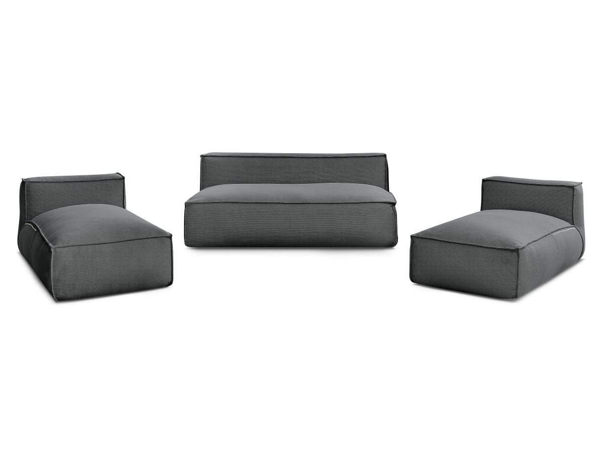 Bobochic Biarritz Gartensofa 4-Sitzer Melange-Stoff Schwarz