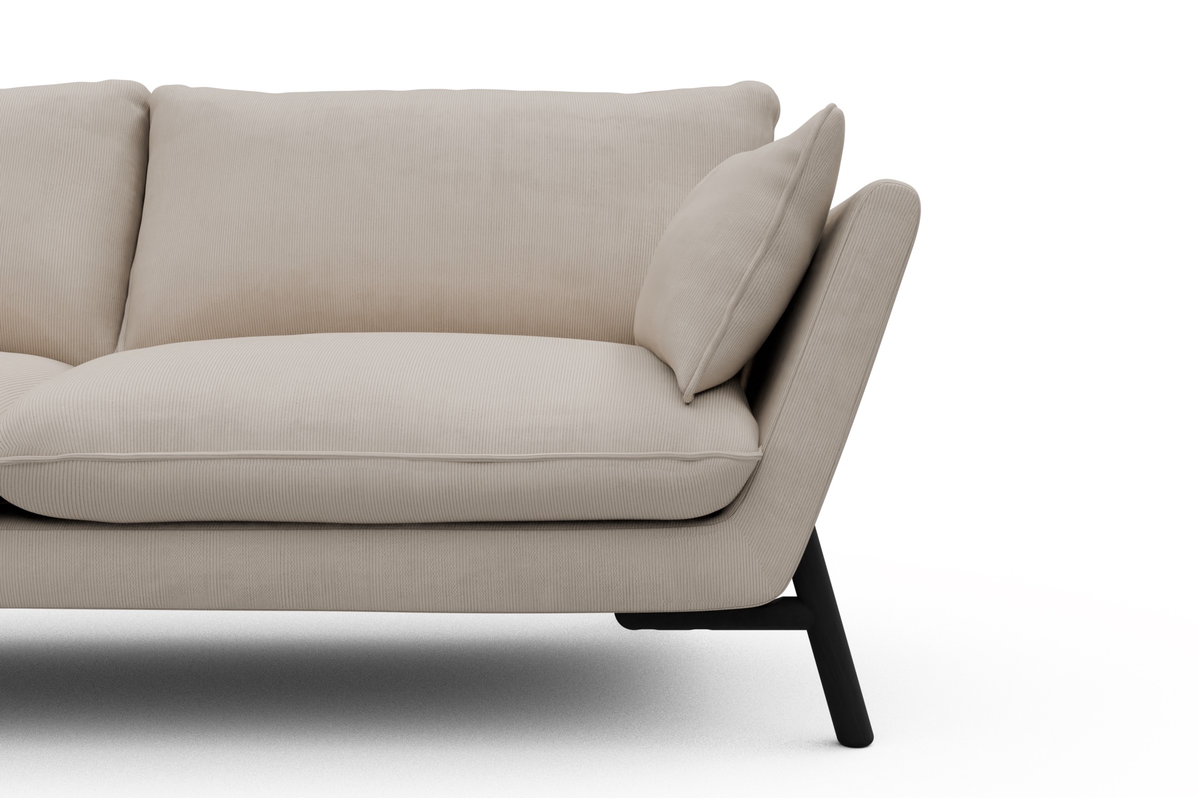 Sofa Emil 2-Sitzer Beinfarbe Eiche Schwarz Cordufine-Off-White