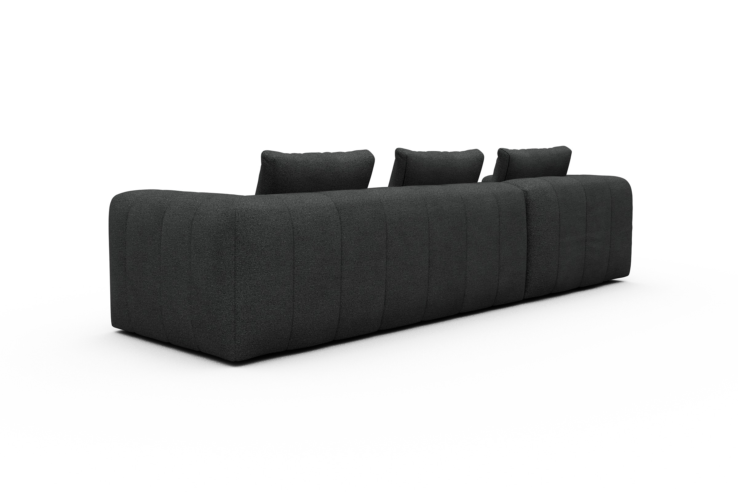Ecksofa Hugo 2,5-Sitzer Armlehne rechts mit Chaiselongue Boucle-Charcoal