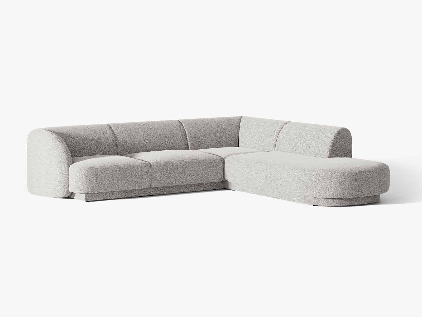 Micadoni Ecksofa Miley 6-Sitzer Rechts Boucle Baloo Hellgrau